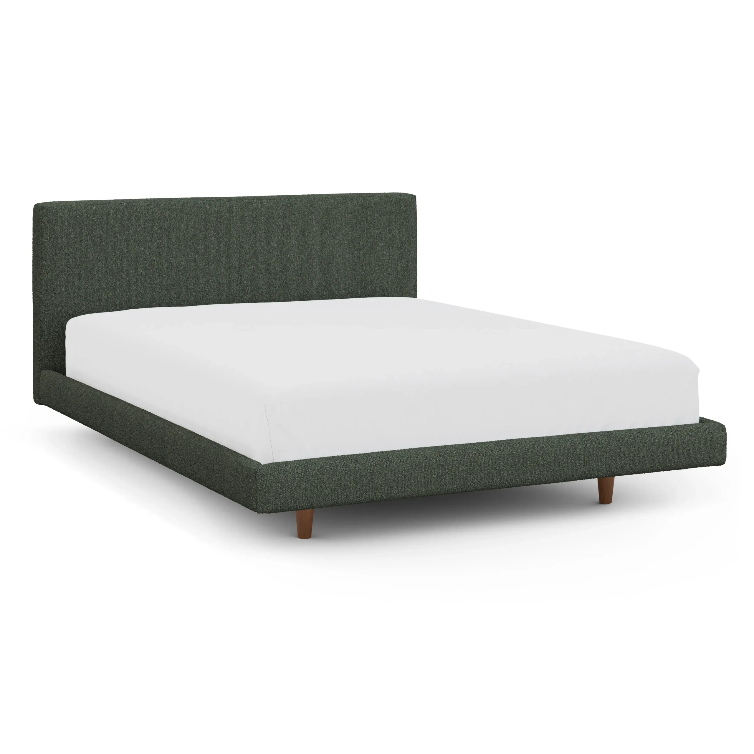 Tessu Queen Low Profile Upholstered Bed - Green Wool Bouclé - Image 10