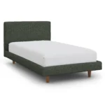 Tessu Twin Low Profile Upholstered Bed - Green Wool Bouclé