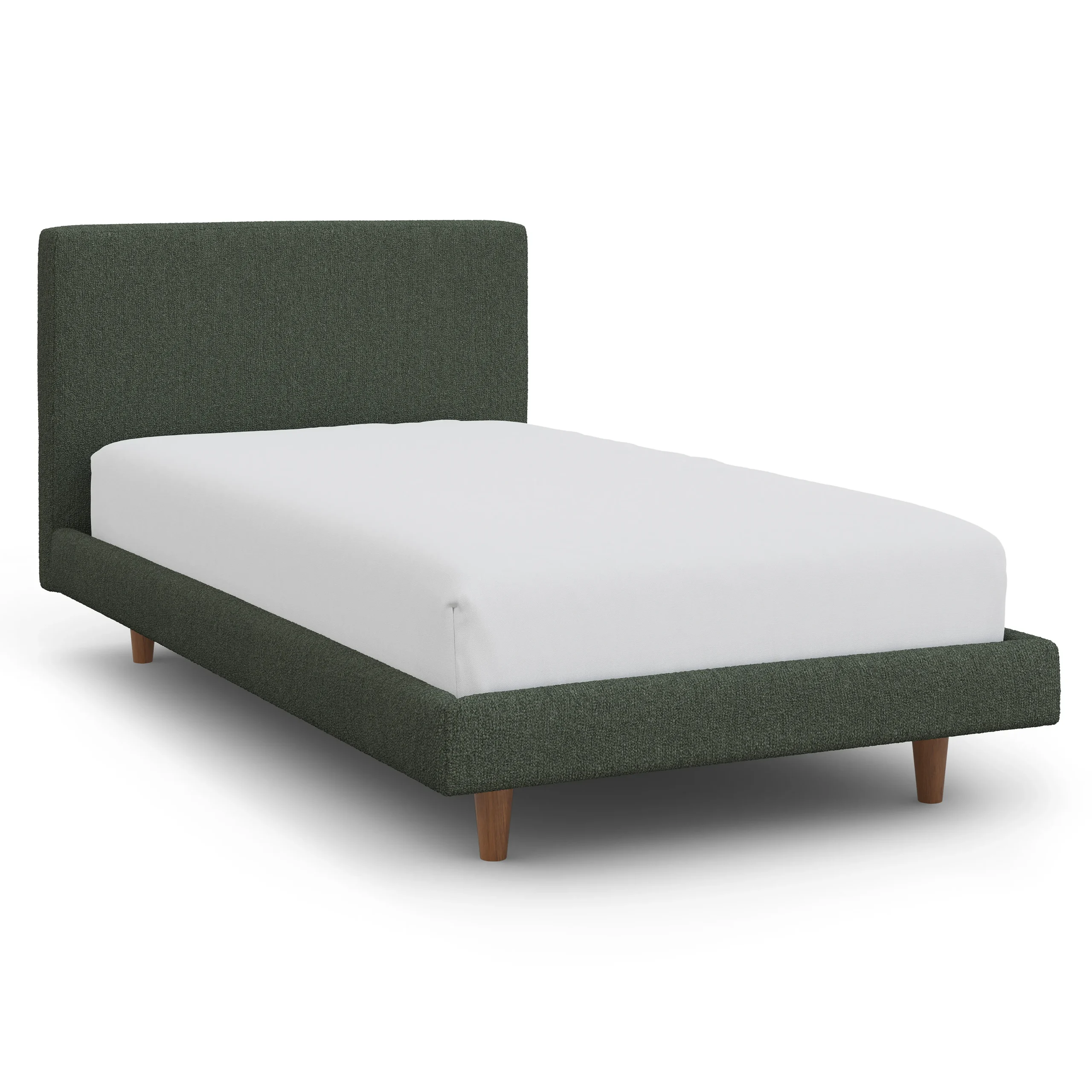 Tessu Twin Low Profile Upholstered Bed - Green Wool Bouclé - Image 10