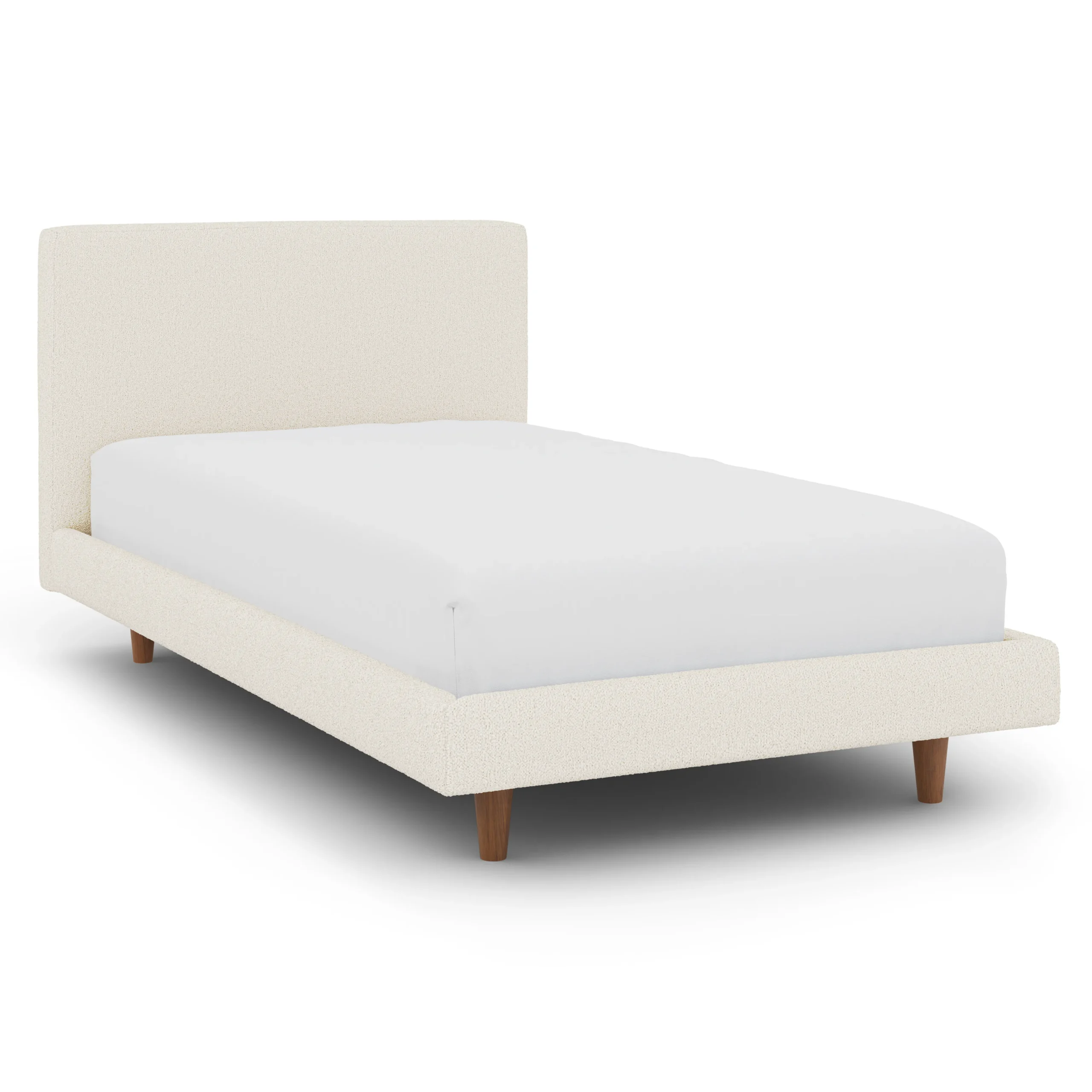Tessu Twin Low Profile Upholstered Bed - Ivory Wool Bouclé - Image 10