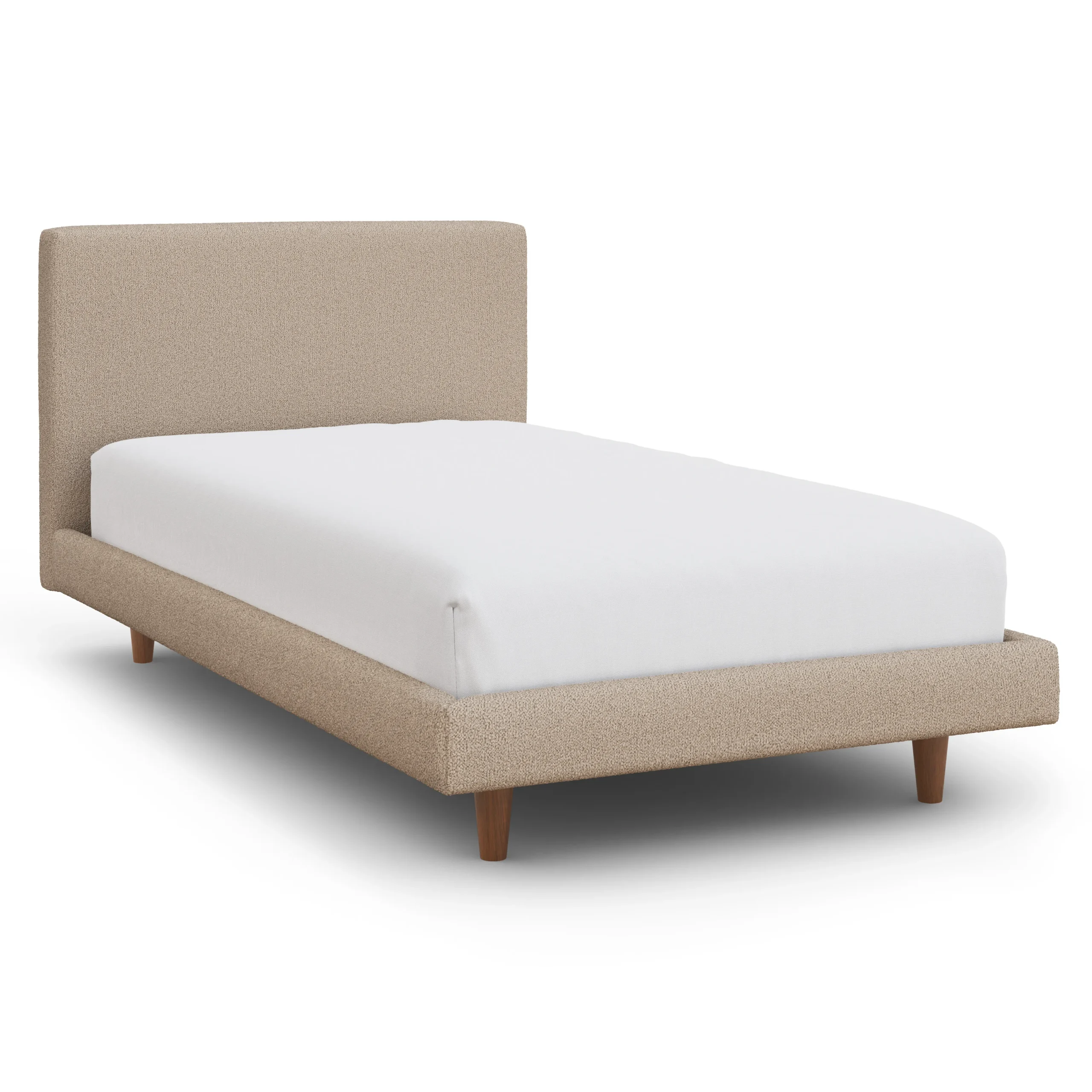 Tessu Twin Low Profile Upholstered Bed - Sandstone Wool Bouclé - Image 11