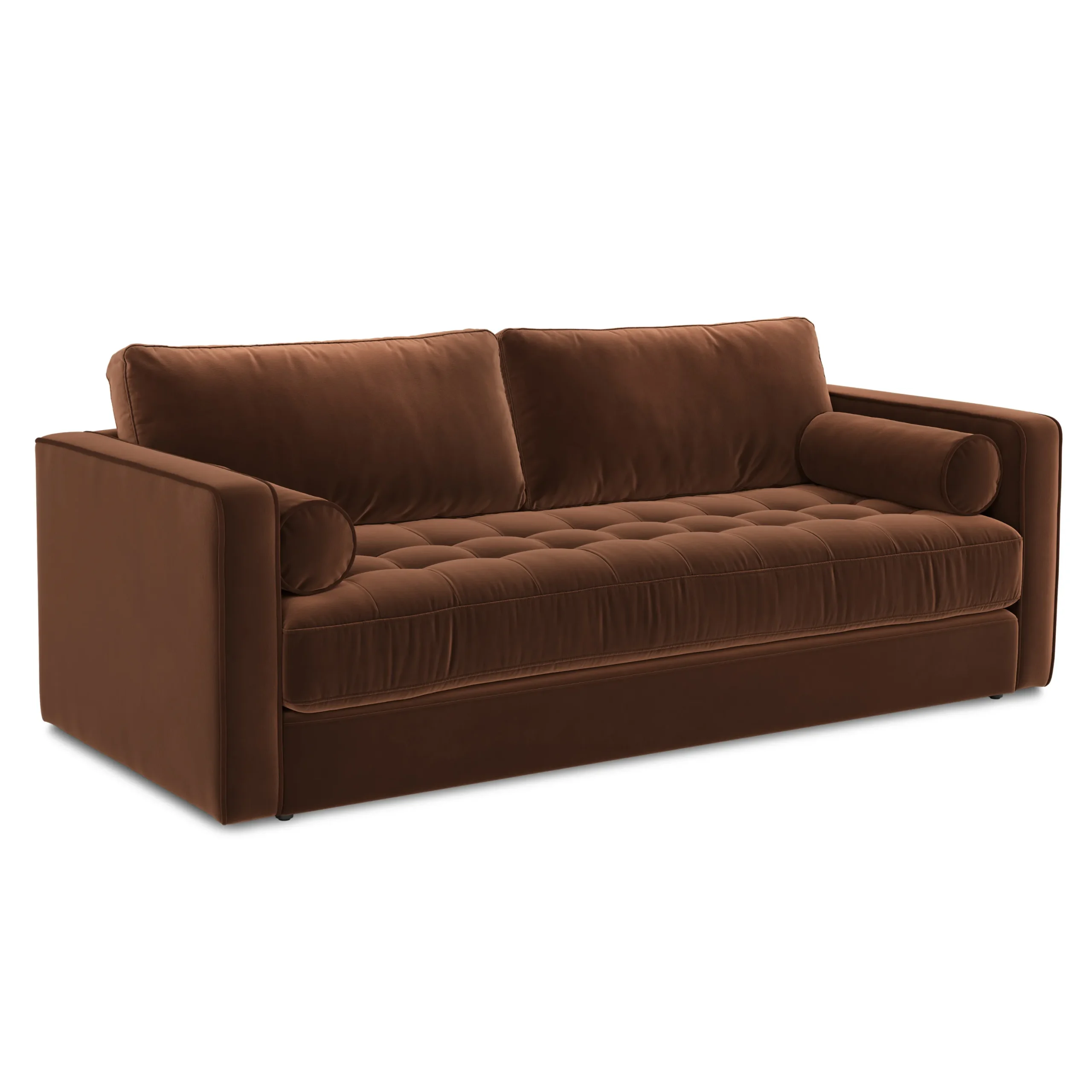 Sven 88_ Tufted Velvet Sofa Bed - Plush Pacific Brown - Image 3