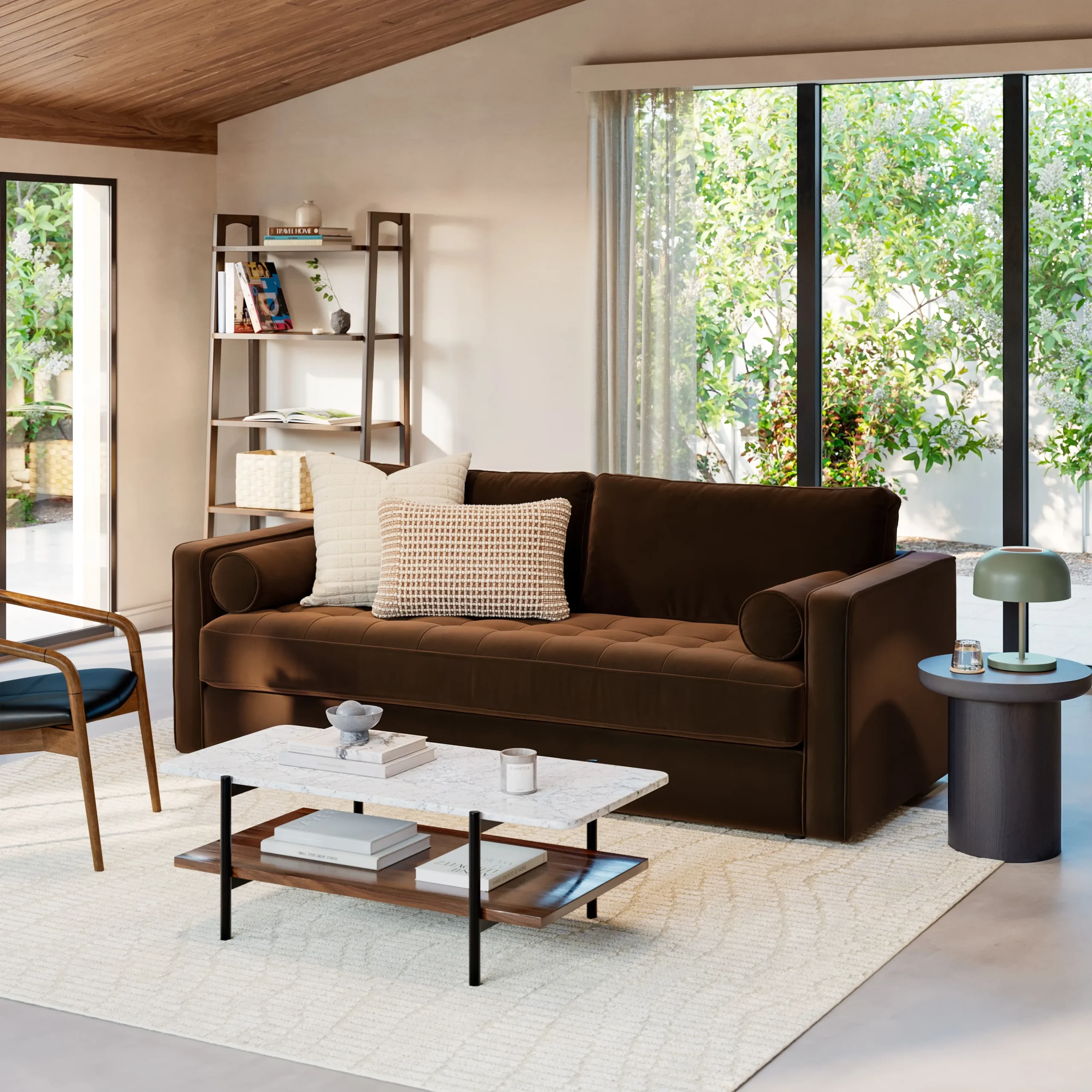 Sven 88_ Grounded Tufted Velvet Sofa - Plush Pacific Brown - Image 5