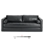 Sven 88_ Grounded Tufted Leather Sofa - Oxford Black