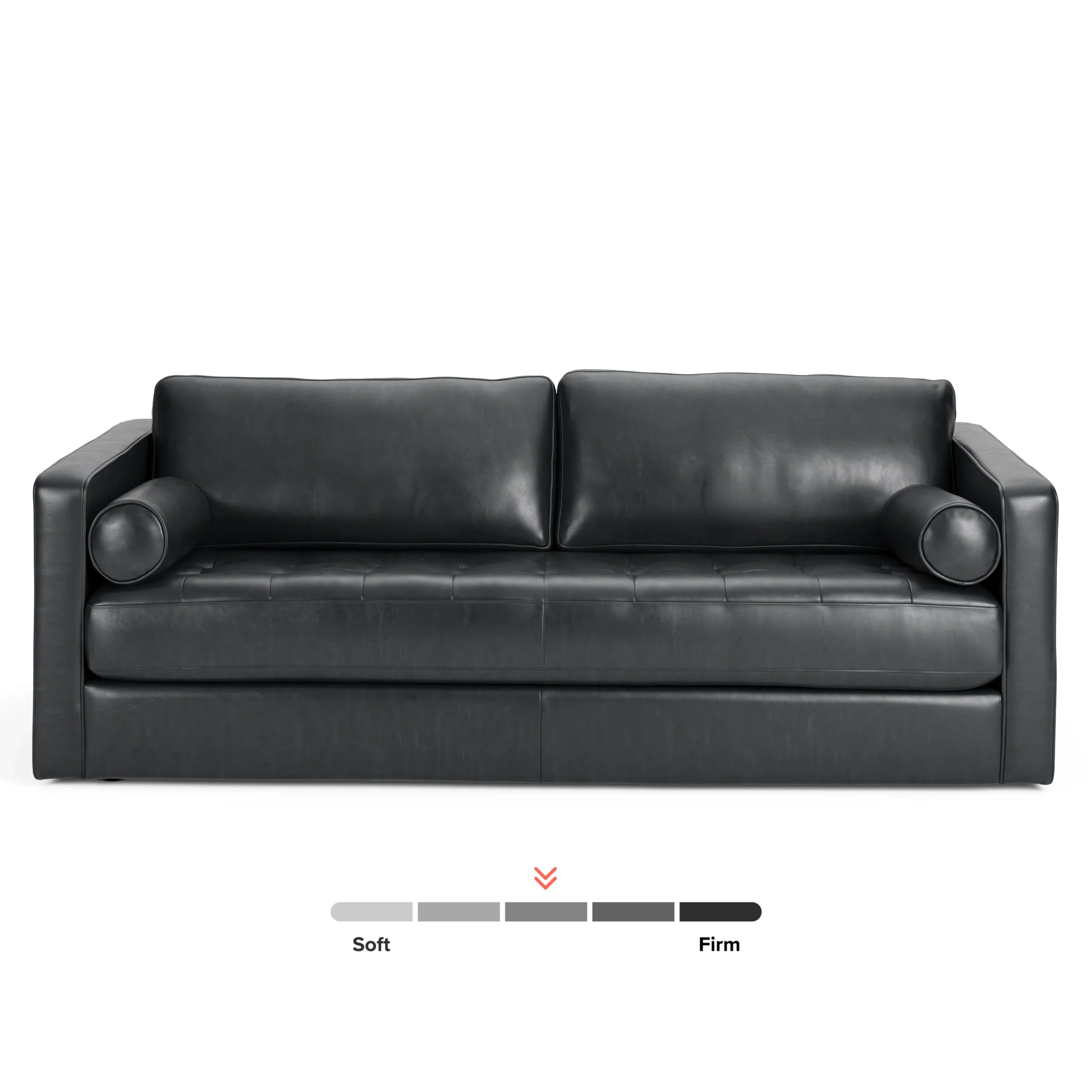 Sven 88_ Grounded Tufted Leather Sofa - Oxford Black - Image 3