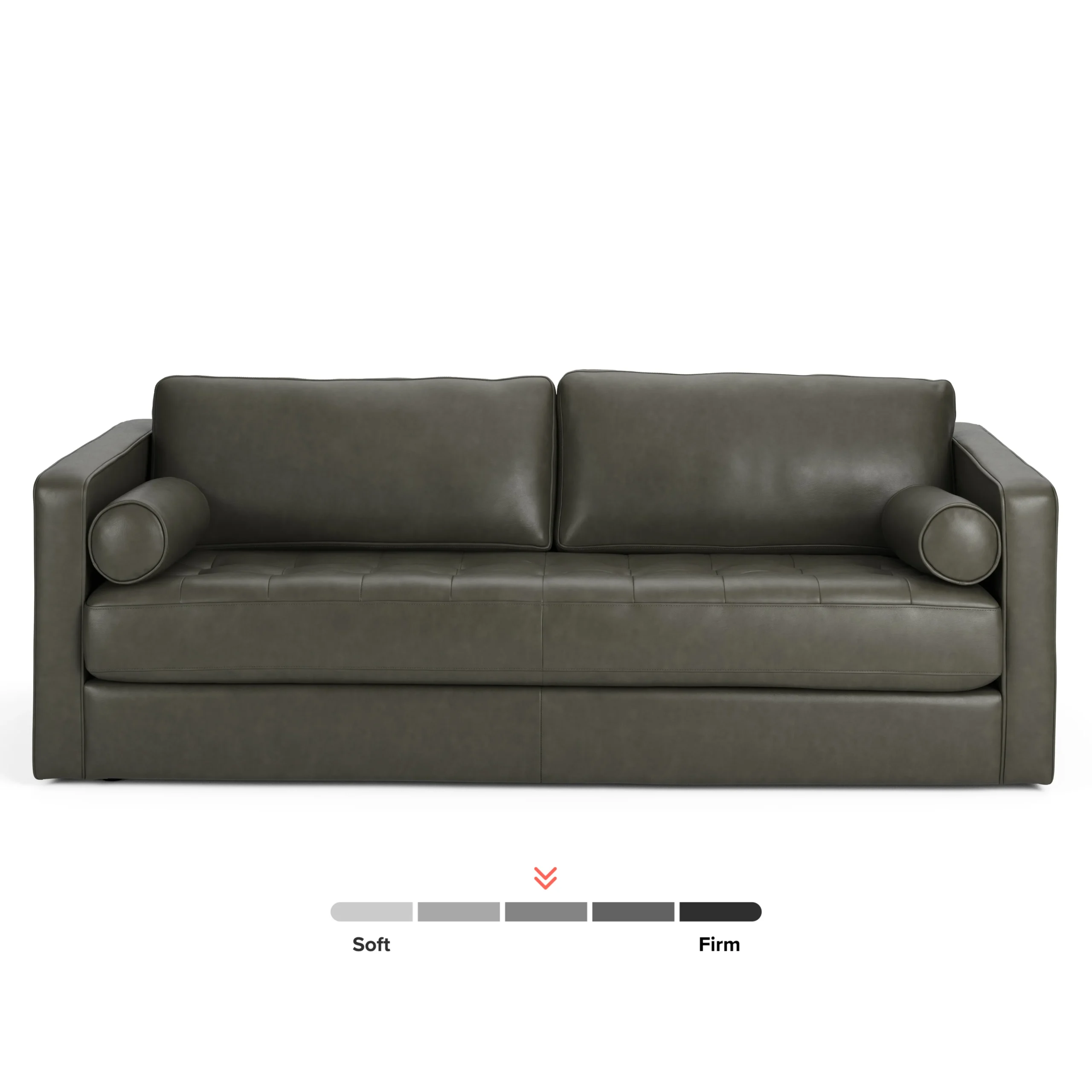 Sven 88_ Grounded Tufted Leather Sofa - Charme Green - Image 3