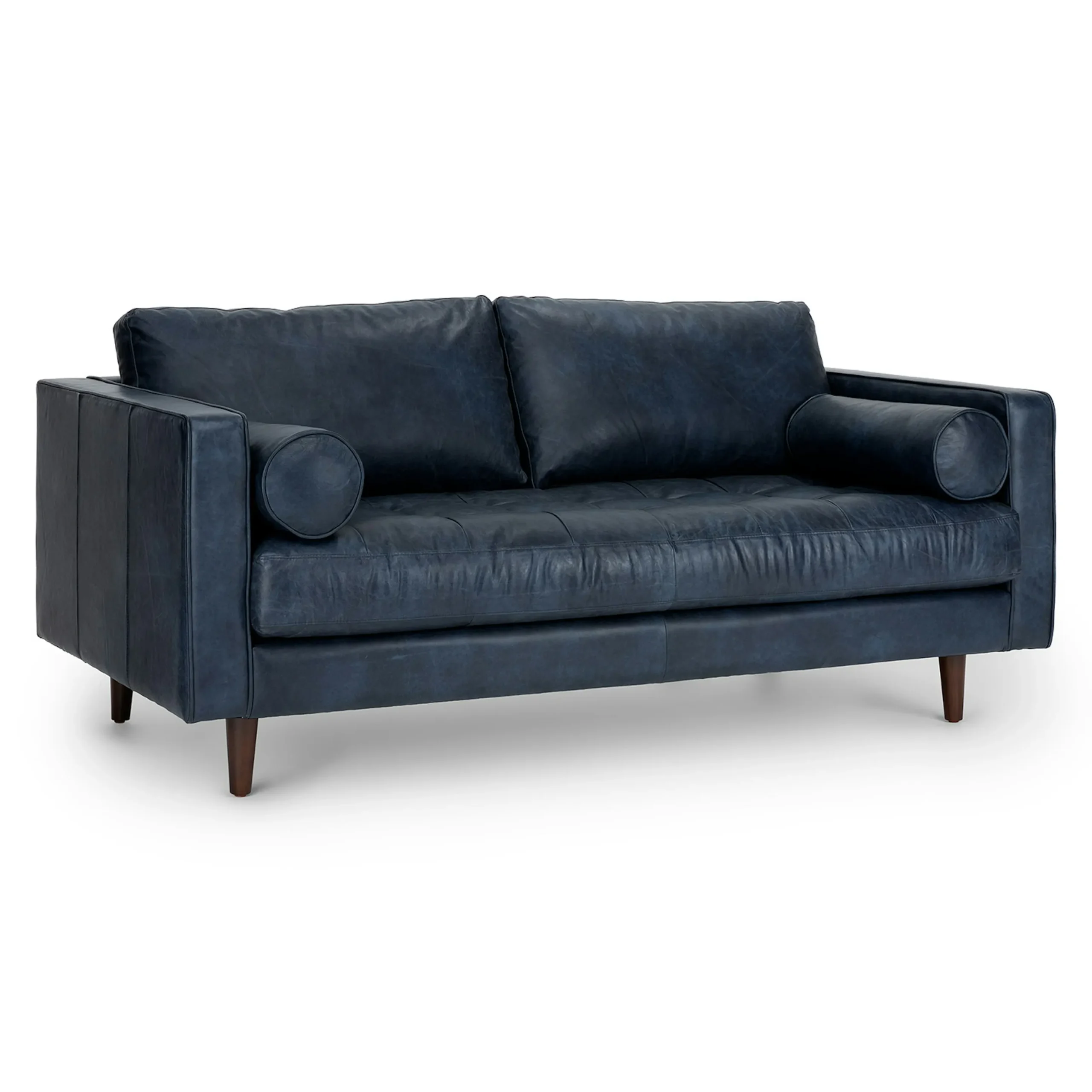 Sven 72_ Tufted Leather Loveseat - Oxford Blue - Image 15