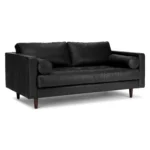 Sven 72_ Tufted Leather Loveseat - Oxford Black