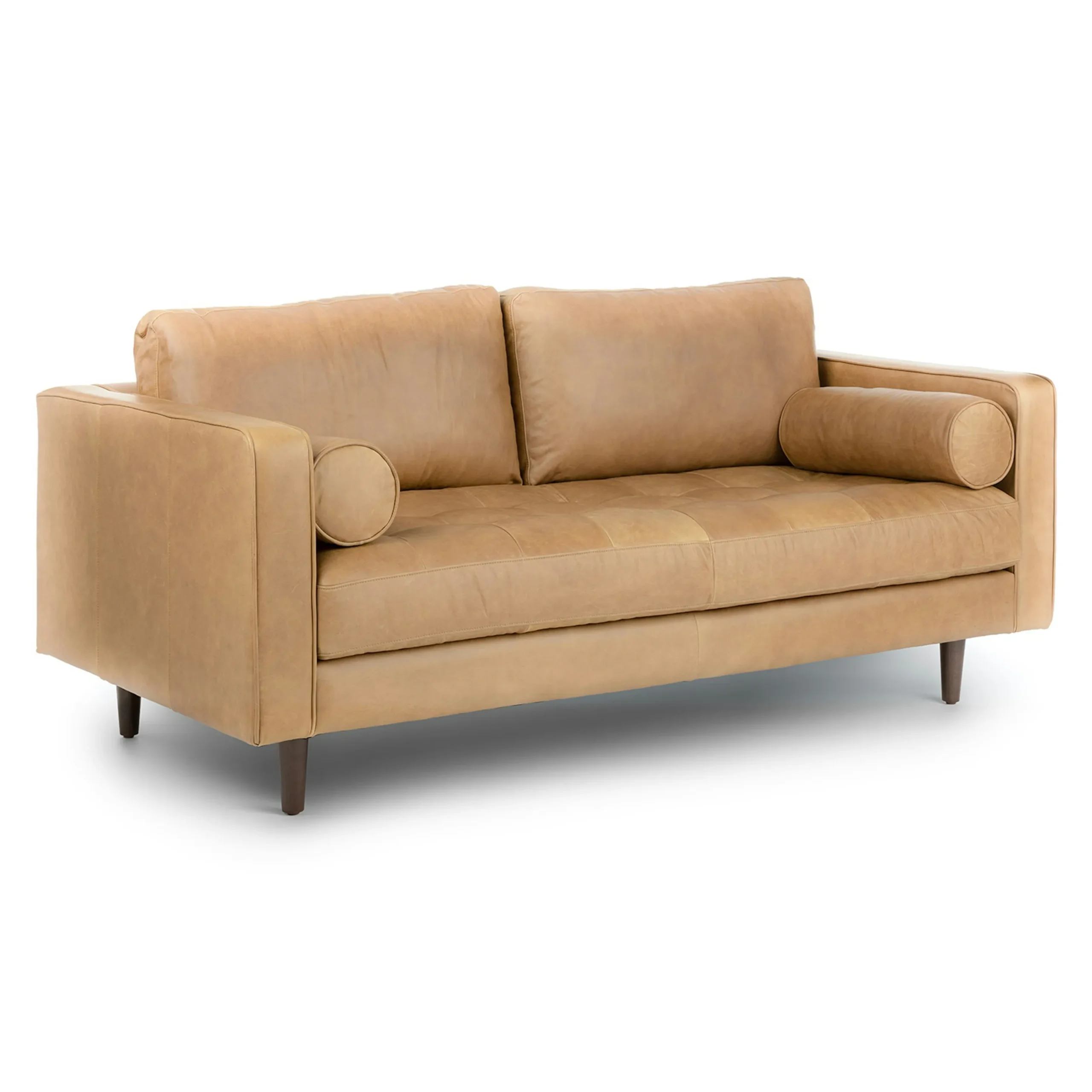 Sven 72_ Tufted Leather Loveseat - Charme Tan - Image 15