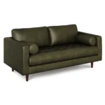 Sven 72_ Tufted Leather Loveseat - Charme Green