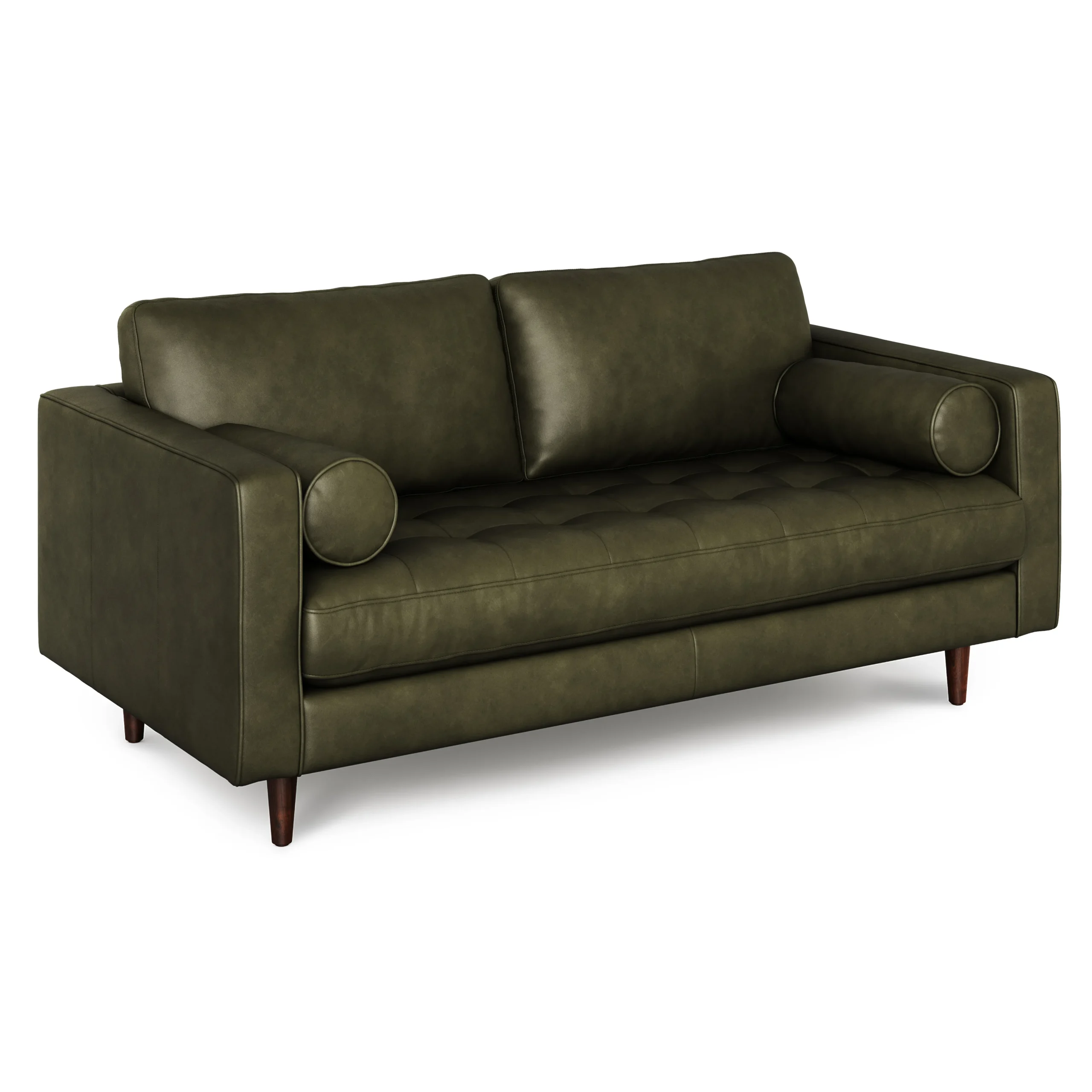 Sven 72_ Tufted Leather Loveseat - Charme Green - Image 14