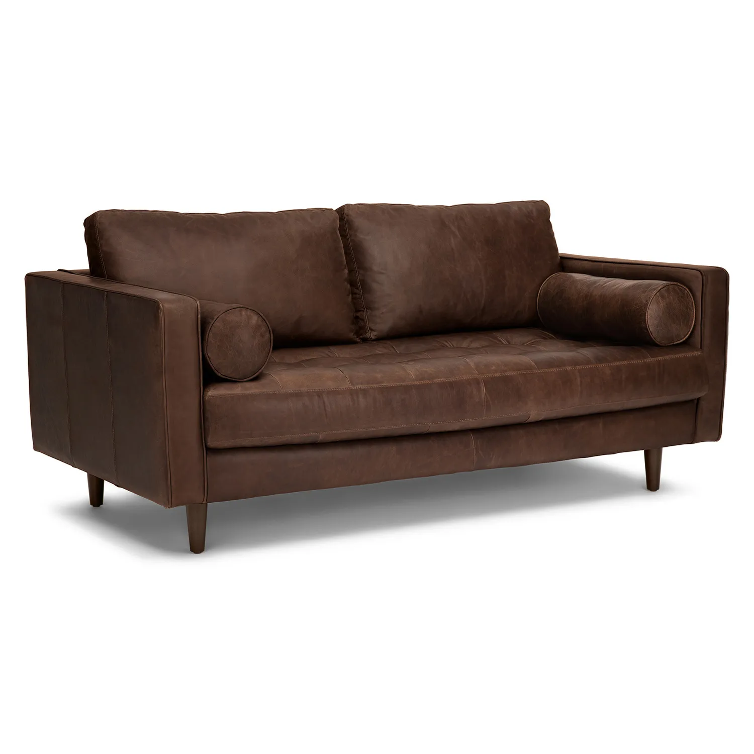 Sven 72_ Tufted Leather Loveseat - Charme Chocolat - Image 13
