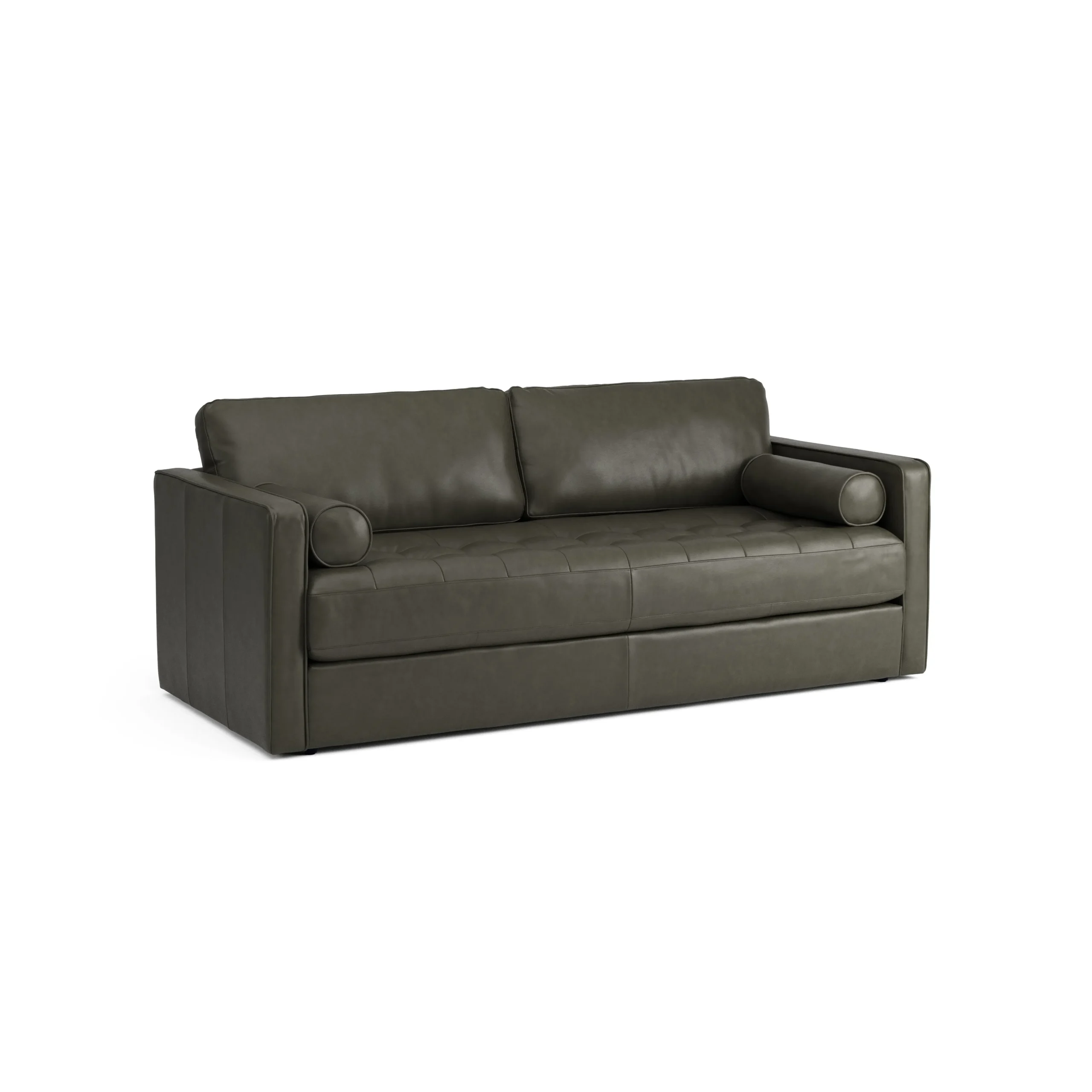 Sven 88_ Tufted Leather Sofa Bed - Charme Green - Image 3