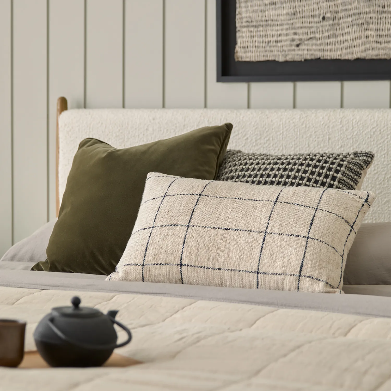 Lenia King Upholstered Bed - White Oak and Lunaria White Bouclé - Image 3