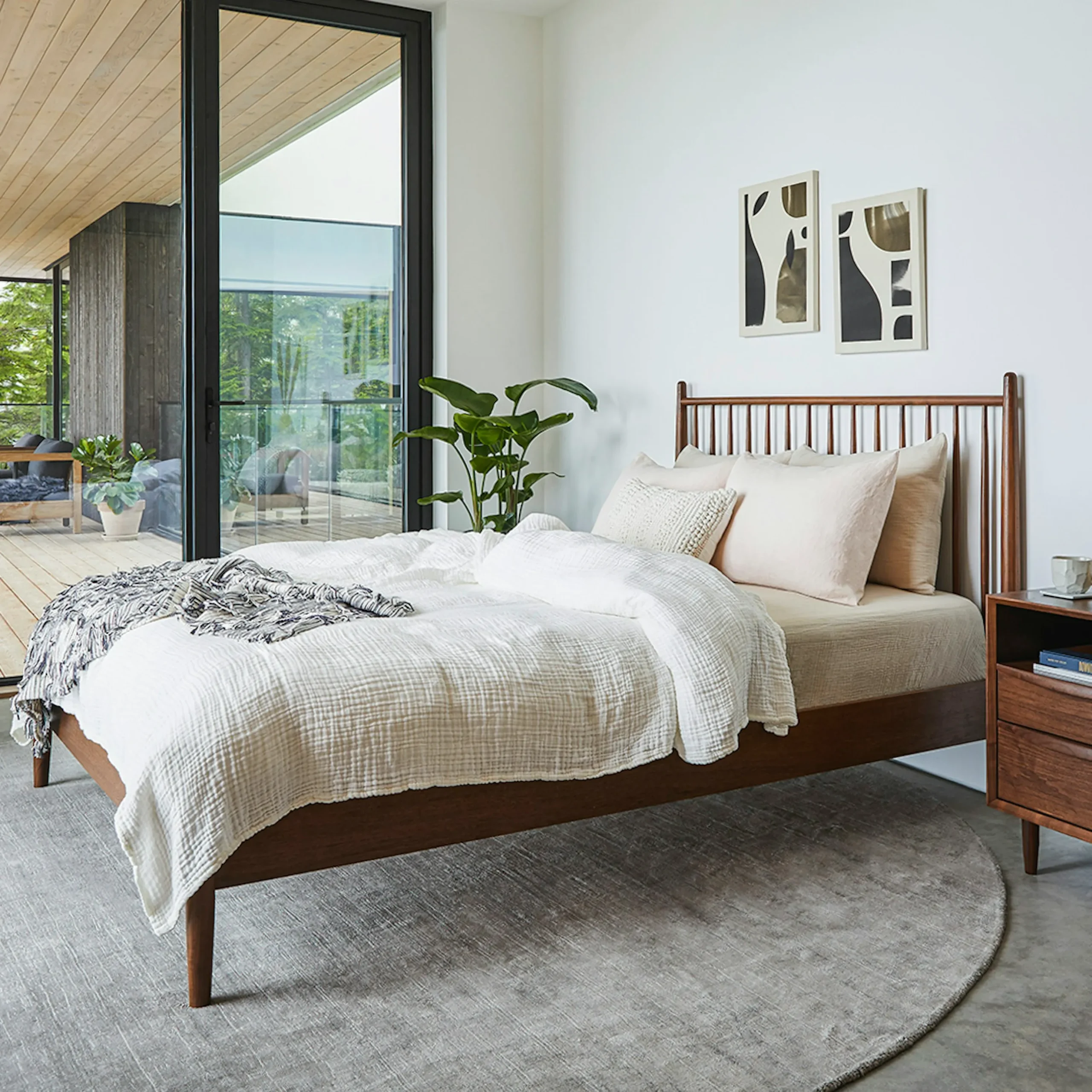 Lenia Queen Bed - Walnut - Image 2
