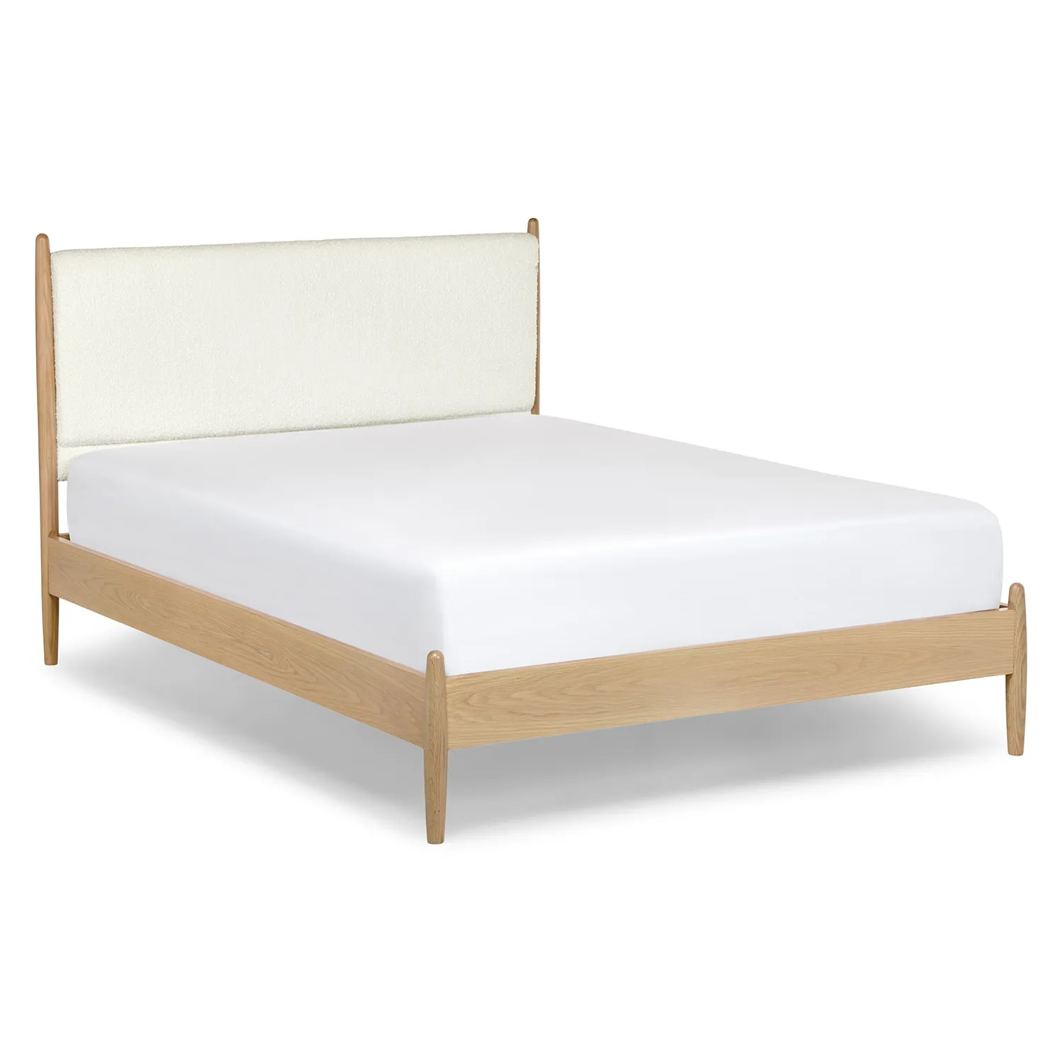 Lenia Queen Upholstered Bed - White Oak and Lunaria White Bouclé - Image 3