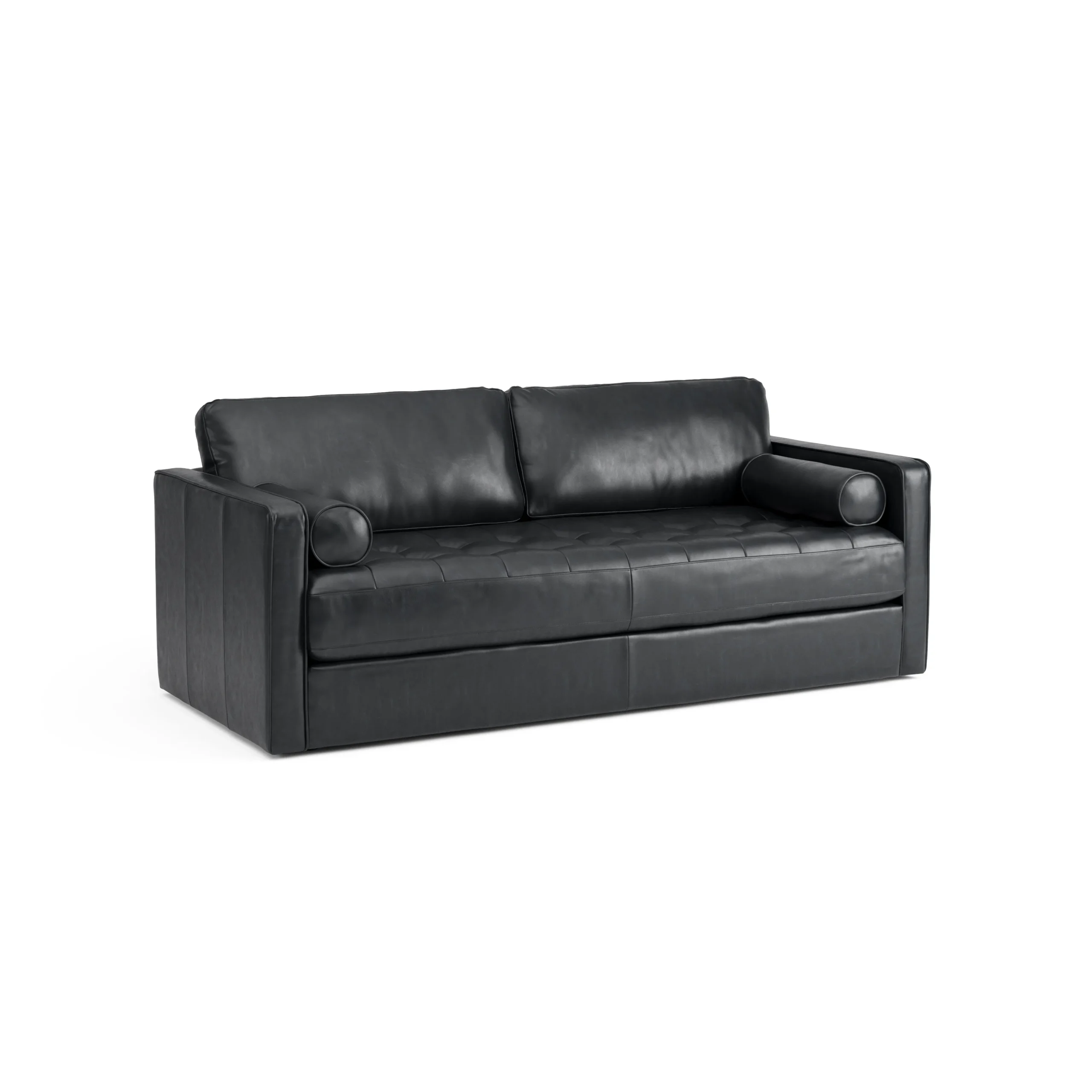 Sven 88_ Tufted Leather Sofa Bed - Oxford Black - Image 3