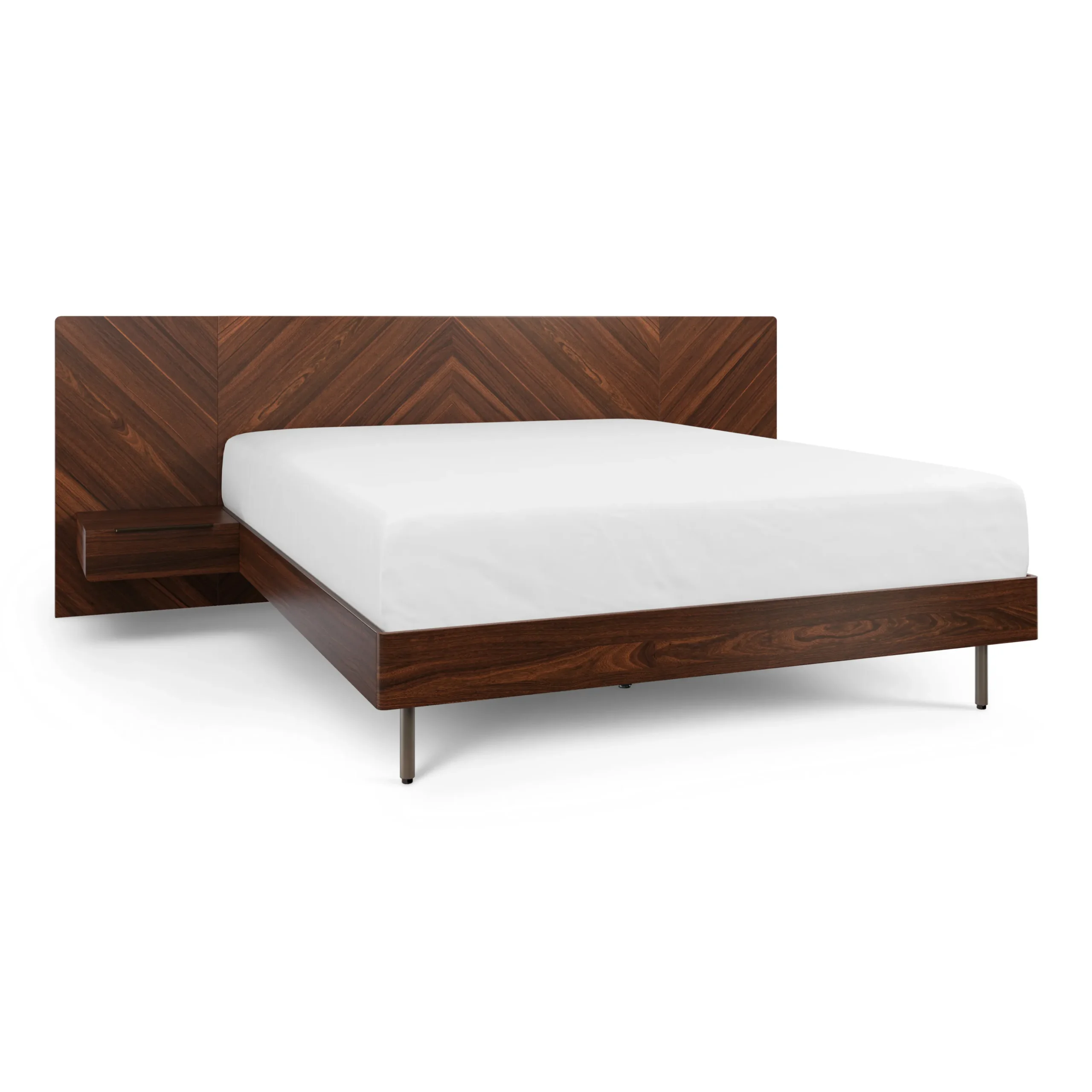 Nera King Low Profile Bed with Nightstands Set - Walnut - Image 9