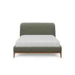 Rosin Queen Upholstered Bed - Smoked Oak and Welsh Green