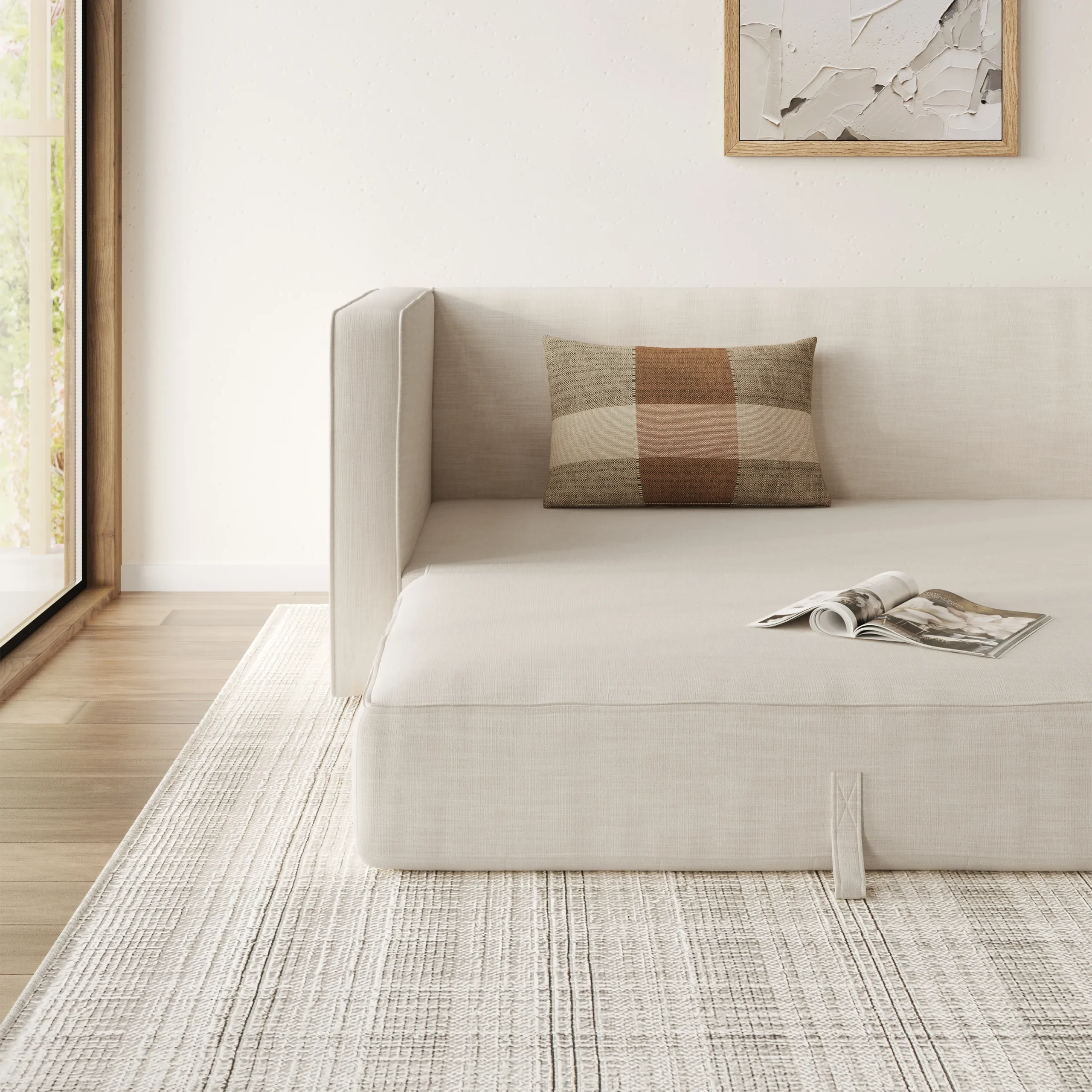 Sven 88_ Tufted Sofa Bed - Biscuit Cream - Image 3