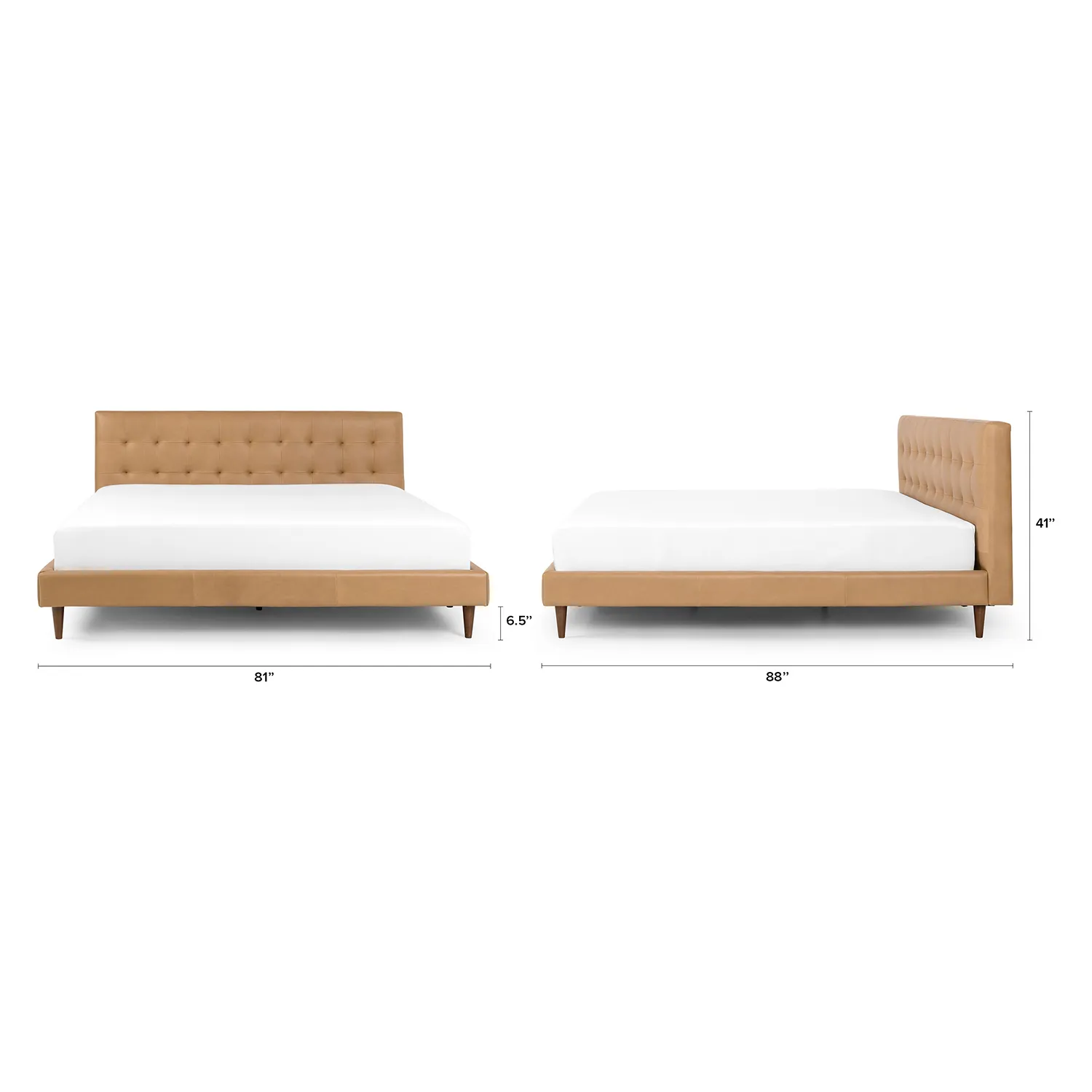 Sven King Tufted Leather Bed - Charme Tan - Image 2