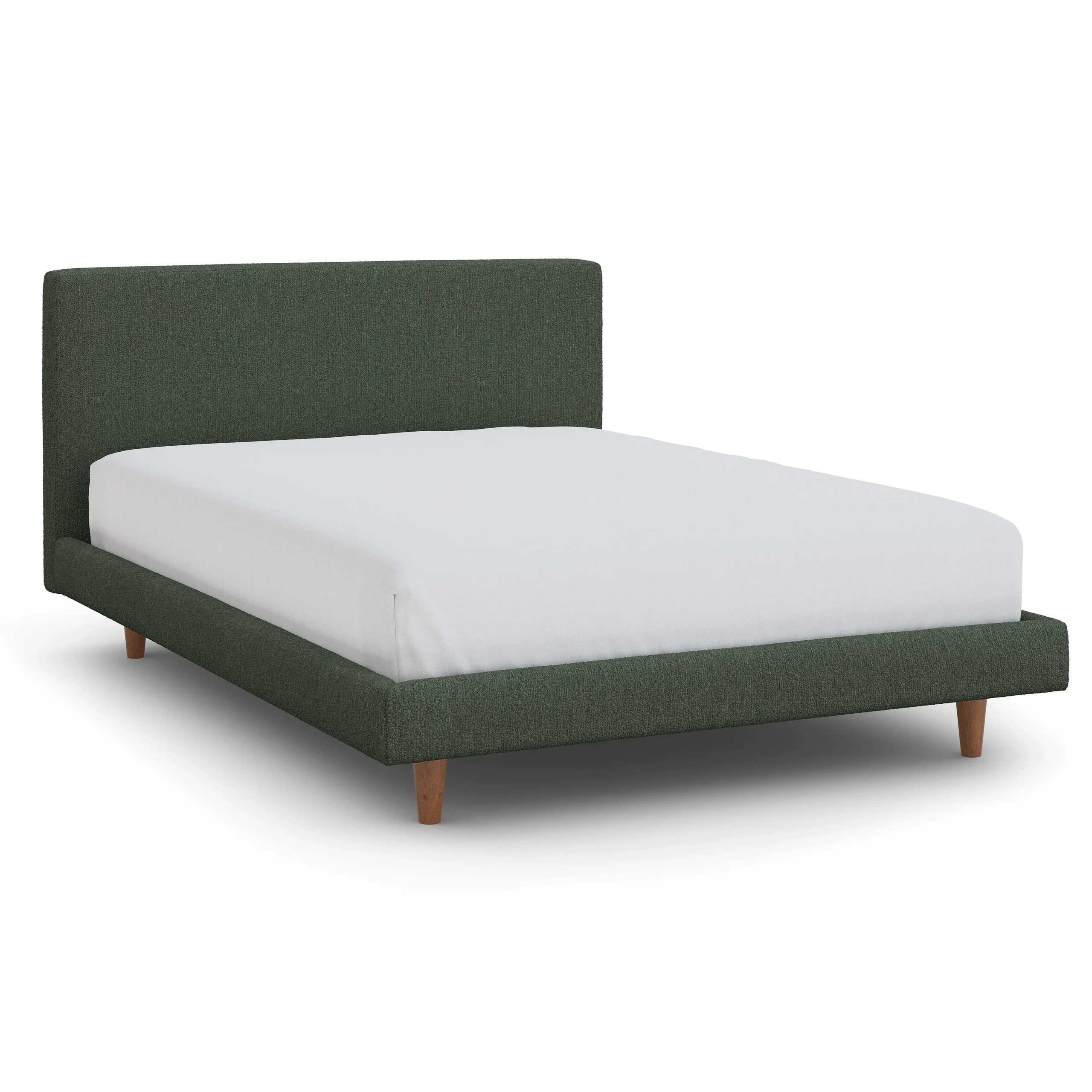 Tessu Full Low Profile Upholstered Bed - Green Wool Bouclé - Image 11