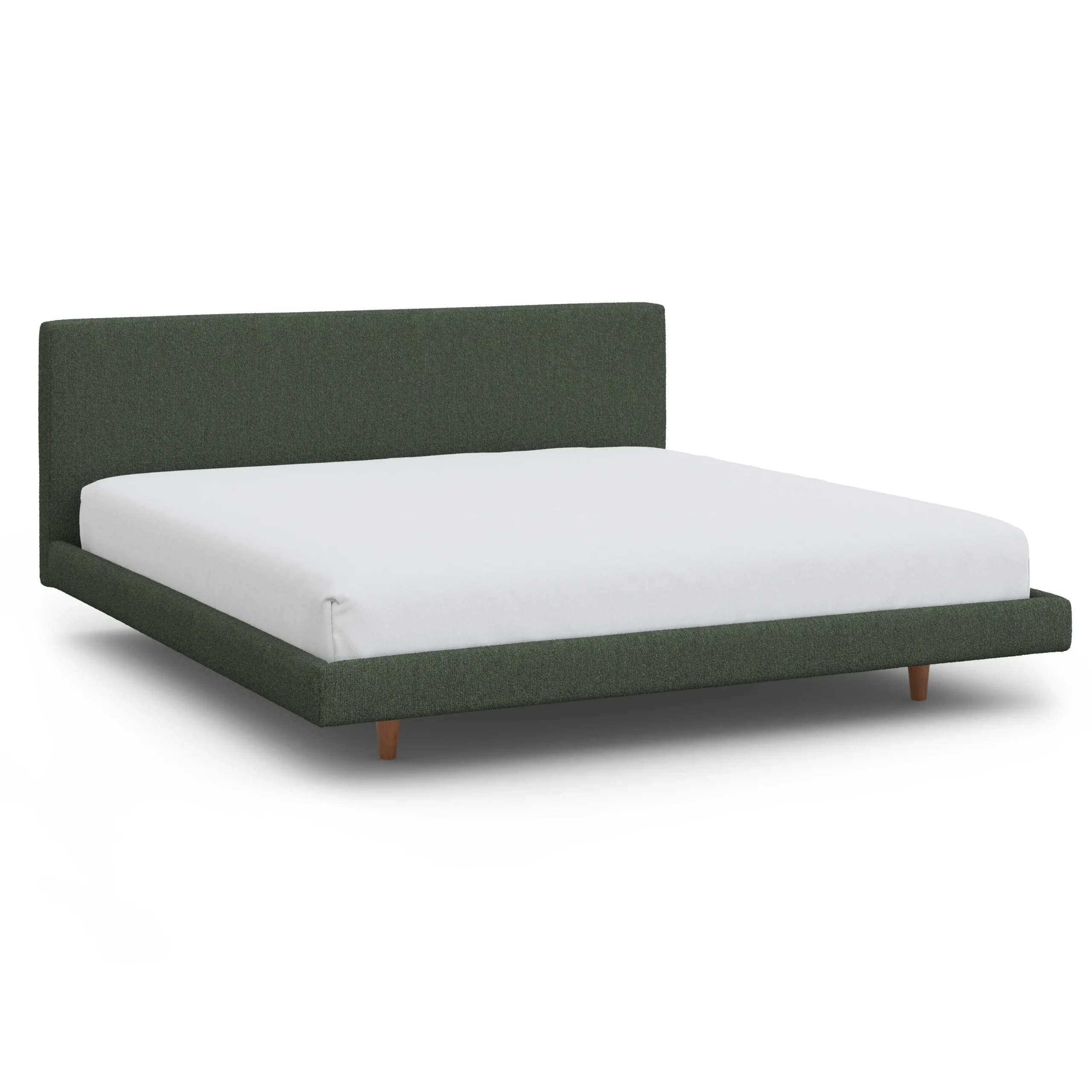 Tessu King Low Profile Upholstered Bed - Green Wool Bouclé - Image 10