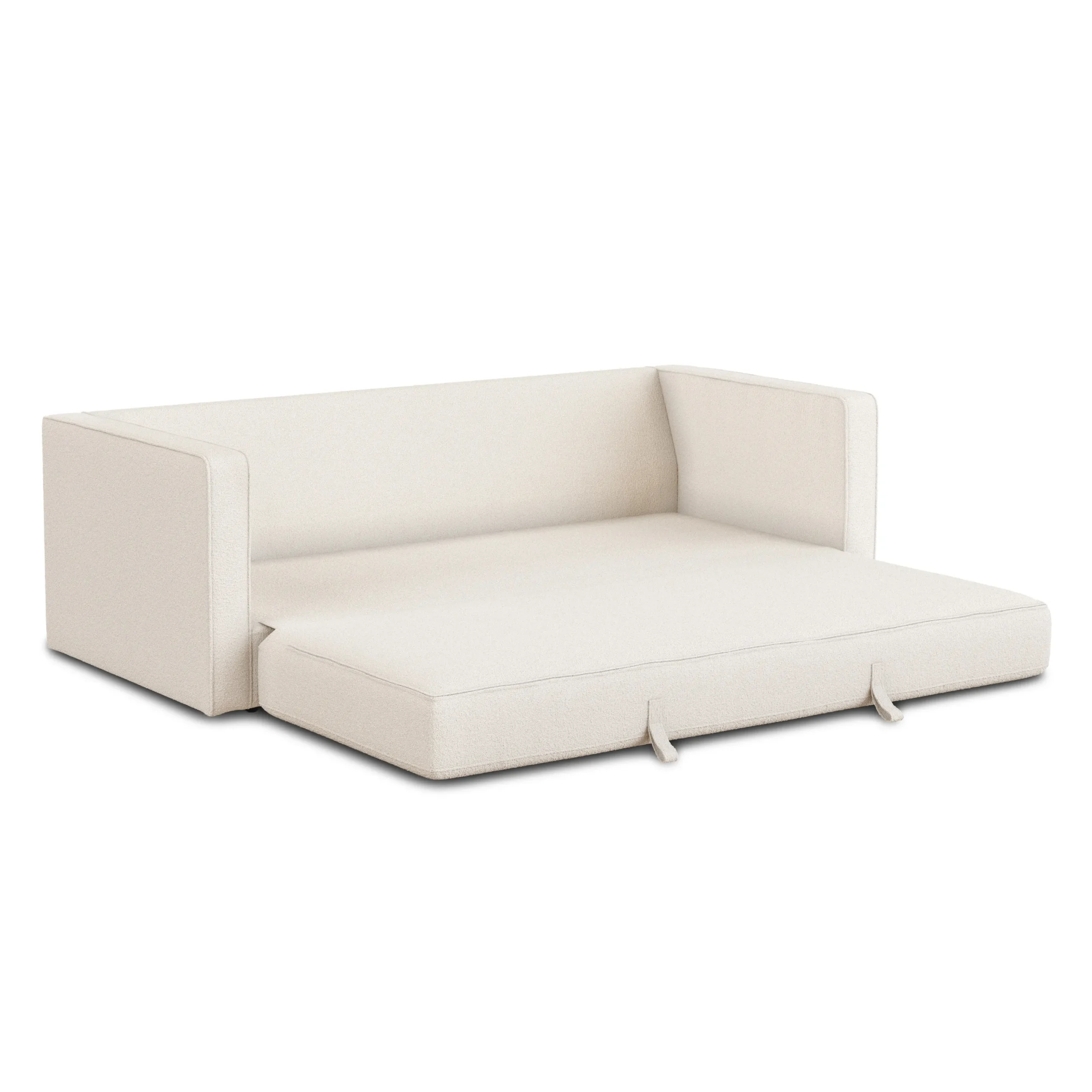 Sven 88_ Tufted Sofa Bed - Ivory Wool Bouclé - Image 4