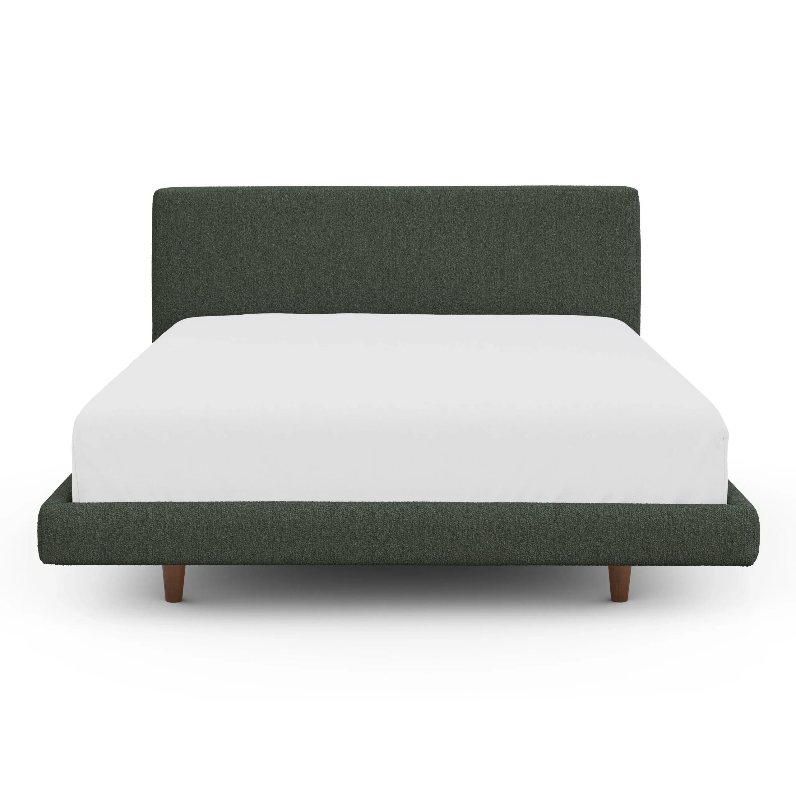 Tessu Queen Low Profile Upholstered Bed - Green Wool Bouclé - Image 9