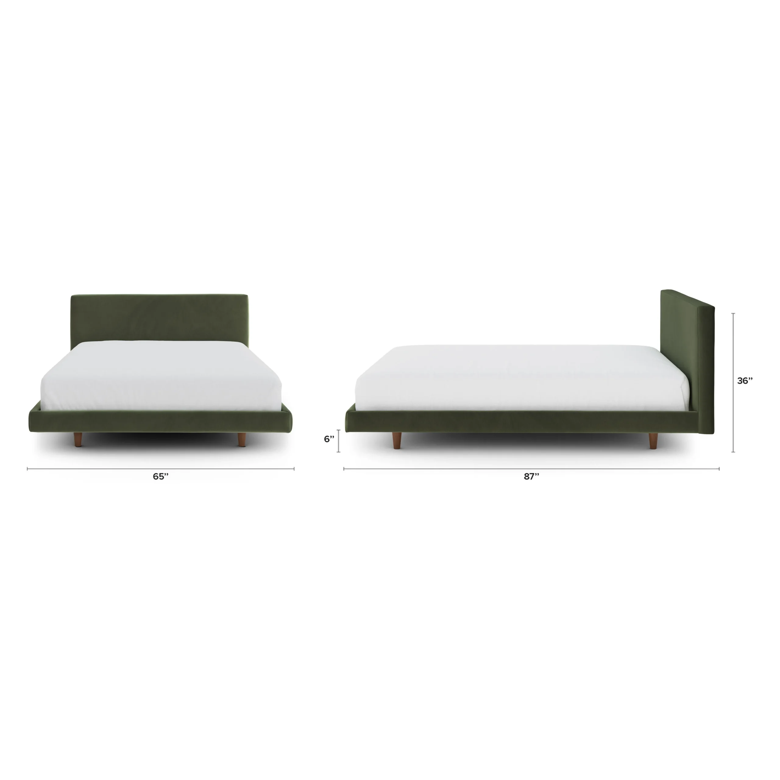 Tessu Queen Low Profile Velvet Bed - Hale Fir Green - Image 7
