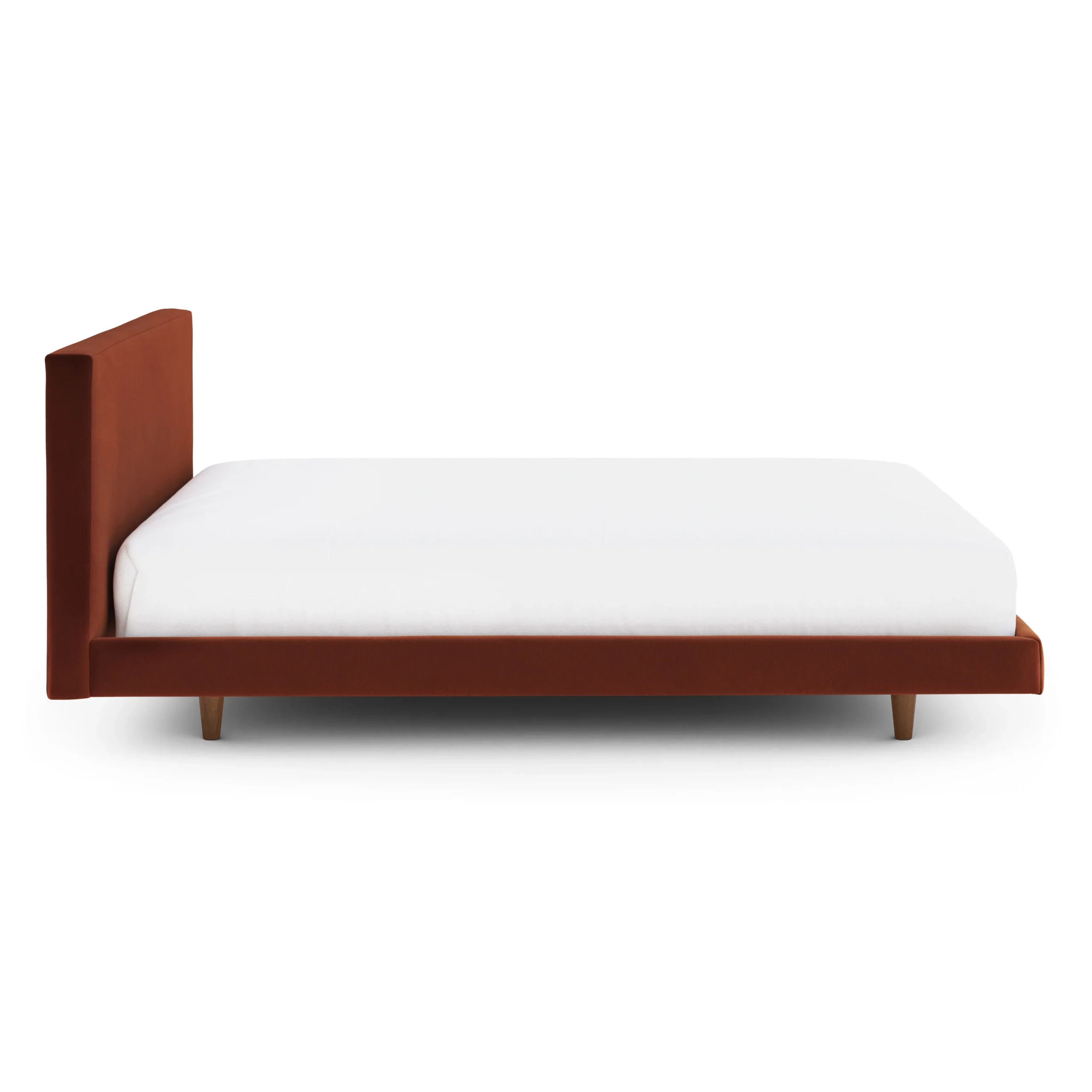 Tessu Queen Low Profile Velvet Bed - Hale Rust - Image 7