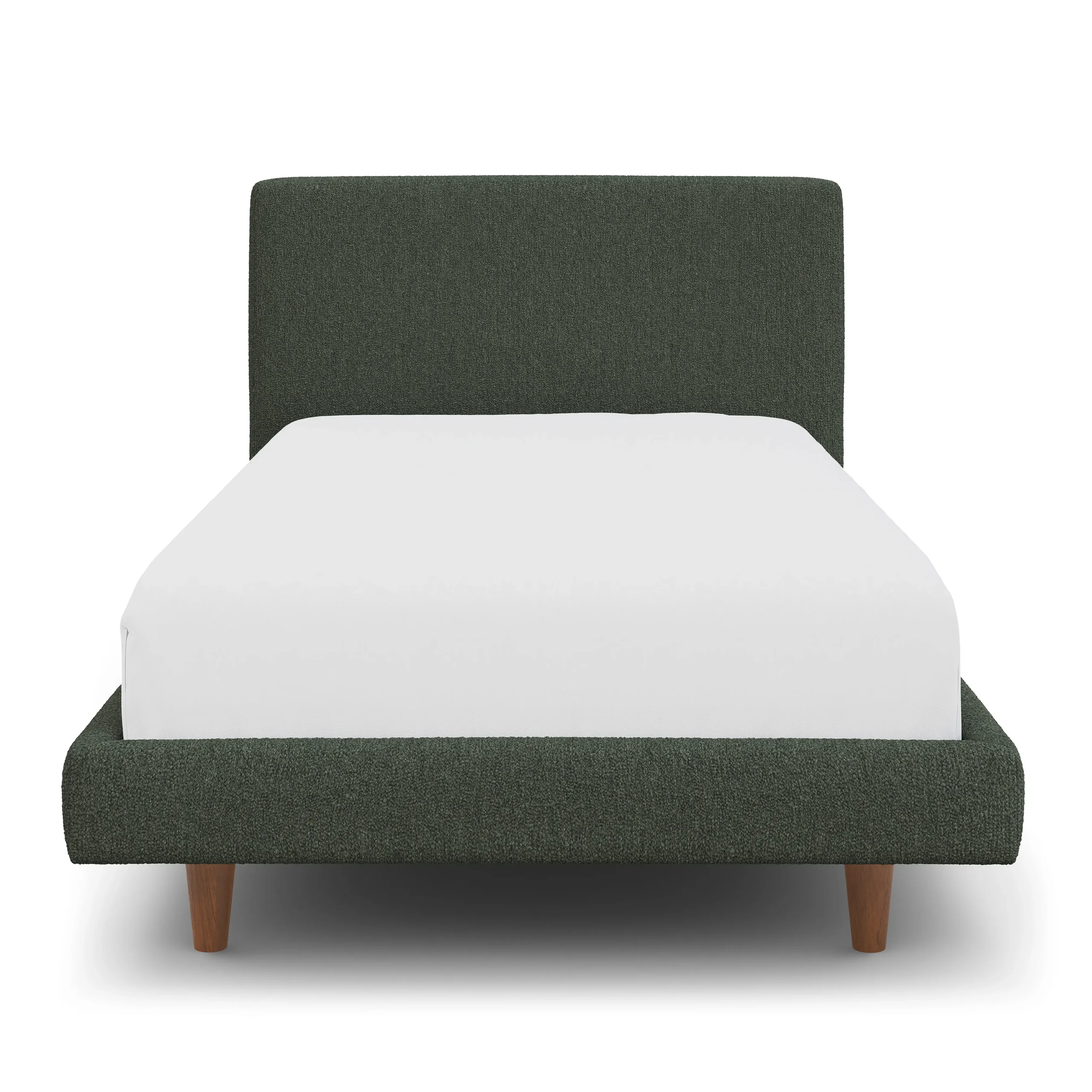 Tessu Twin Low Profile Upholstered Bed - Green Wool Bouclé - Image 9
