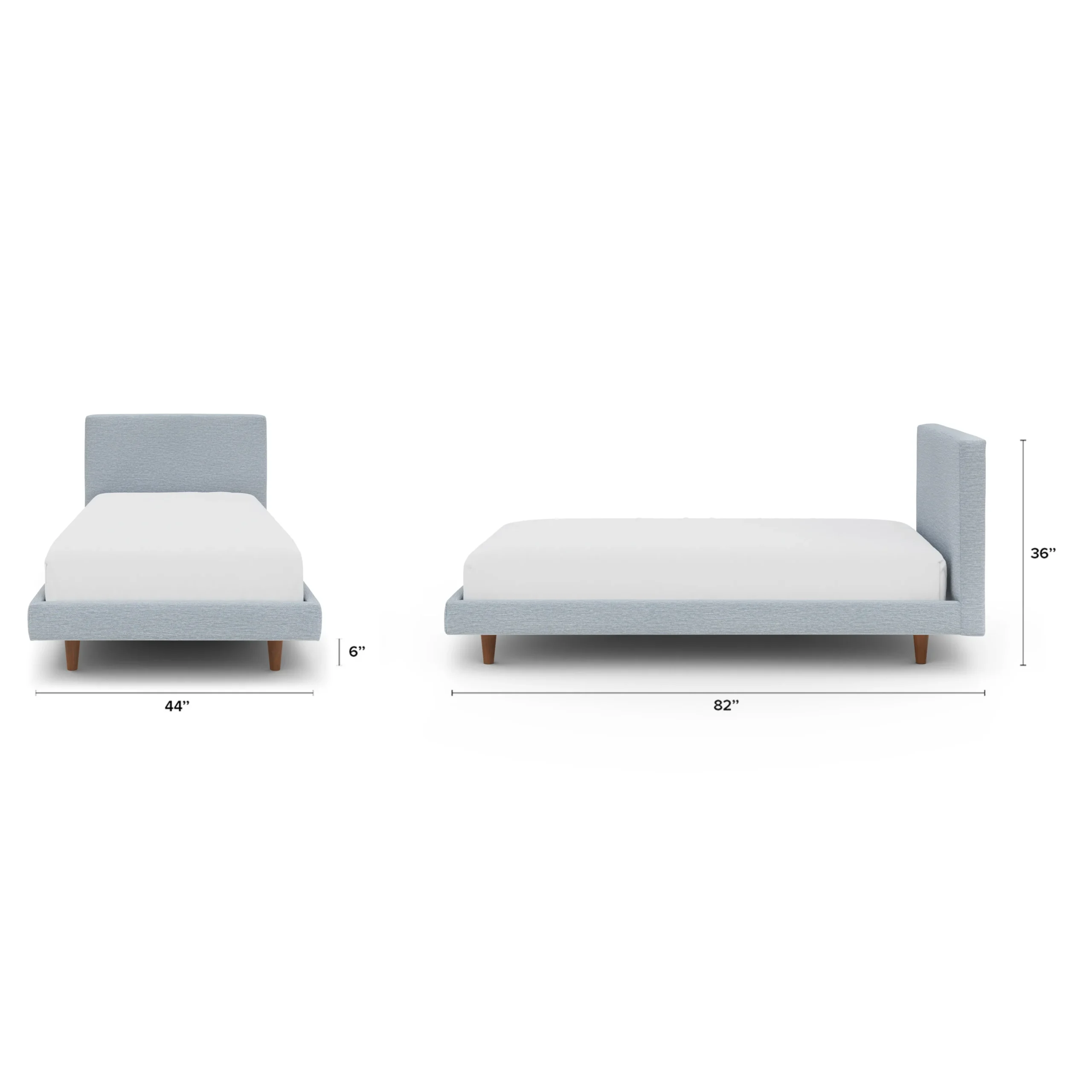 Tessu Twin Low Profile Upholstered Bed - Silver Light Blue - Image 9