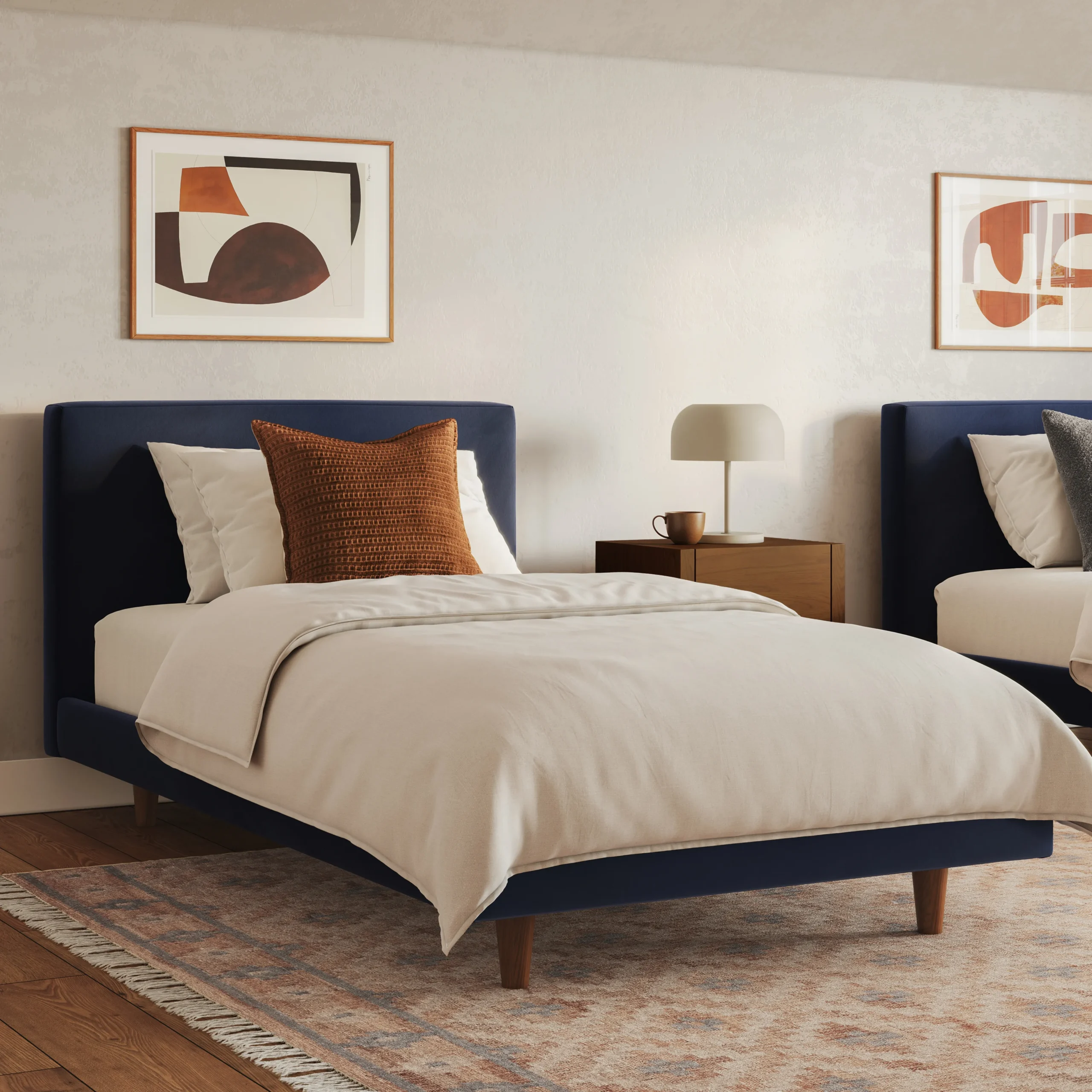 Tessu Twin Low Profile Velvet Bed - Hale Ink