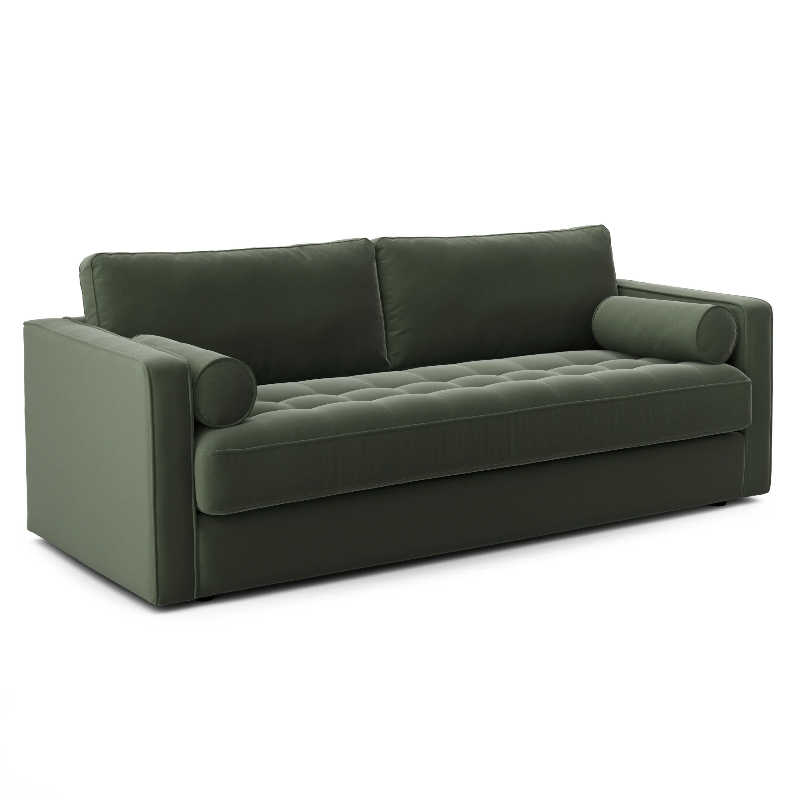 Sven 88_ Grounded Tufted Velvet Sofa - Plush Pacific Green - Image 2
