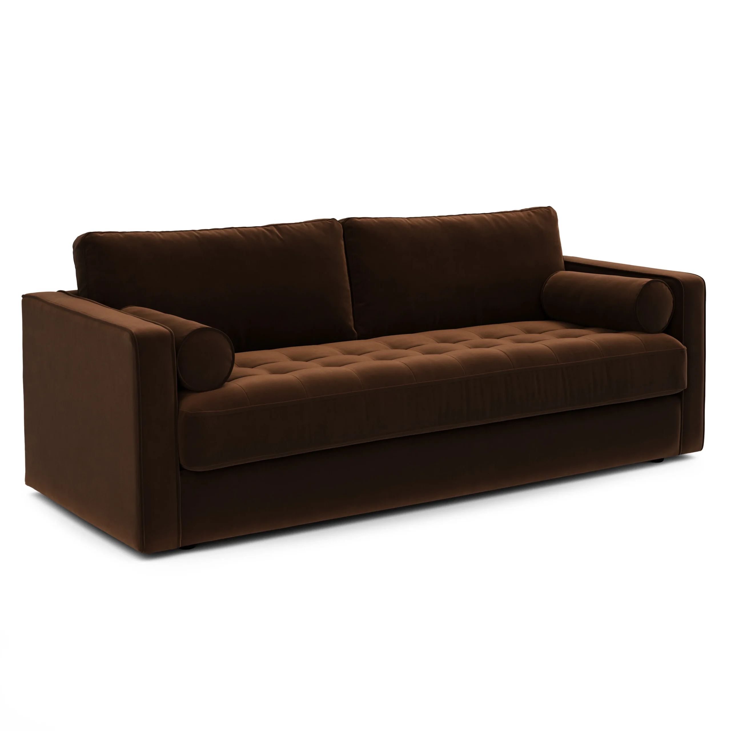 Sven 88_ Grounded Tufted Velvet Sofa - Plush Pacific Brown - Image 2