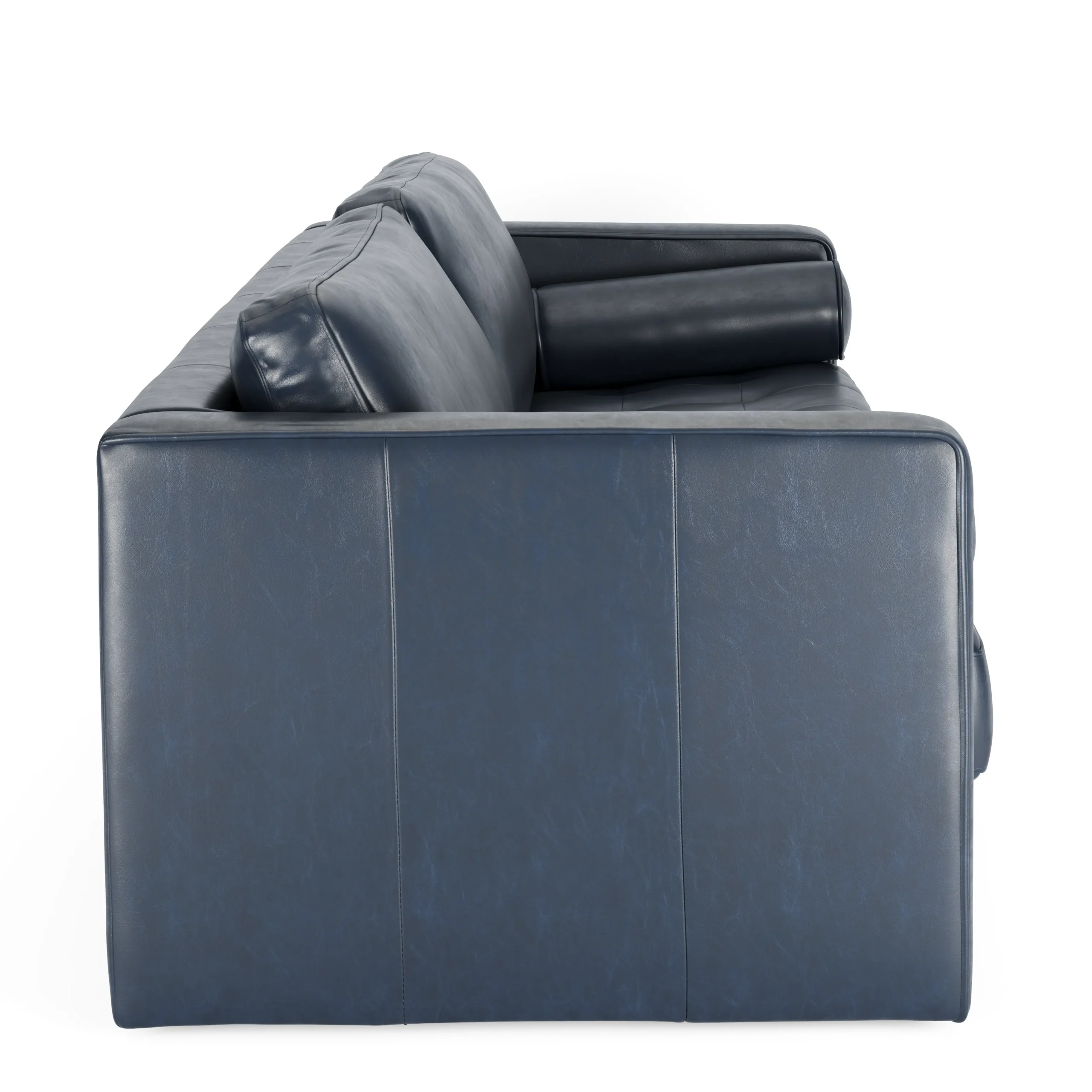 Sven 88_ Grounded Tufted Leather Sofa - Oxford Blue - Image 2