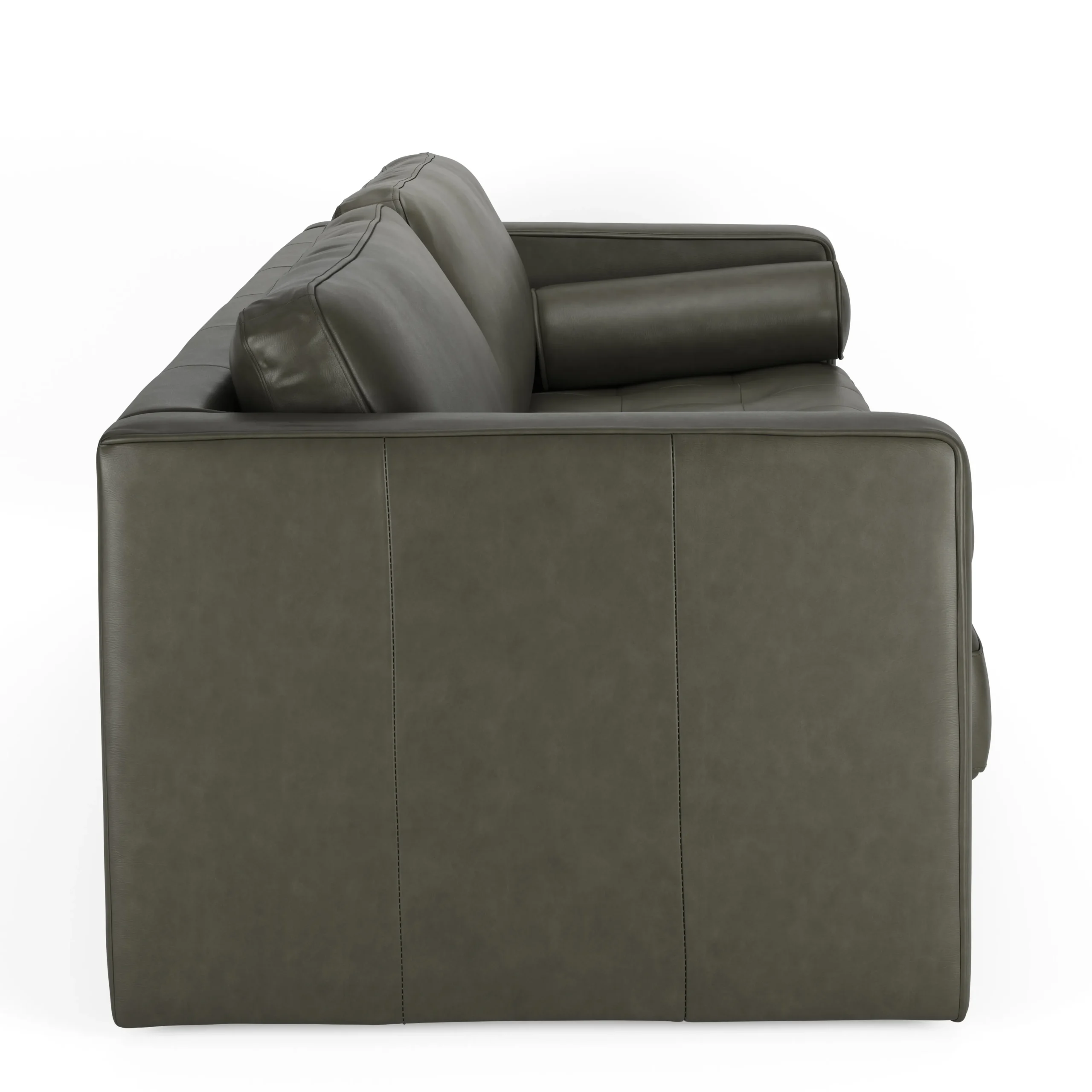 Sven 88_ Grounded Tufted Leather Sofa - Charme Green - Image 2