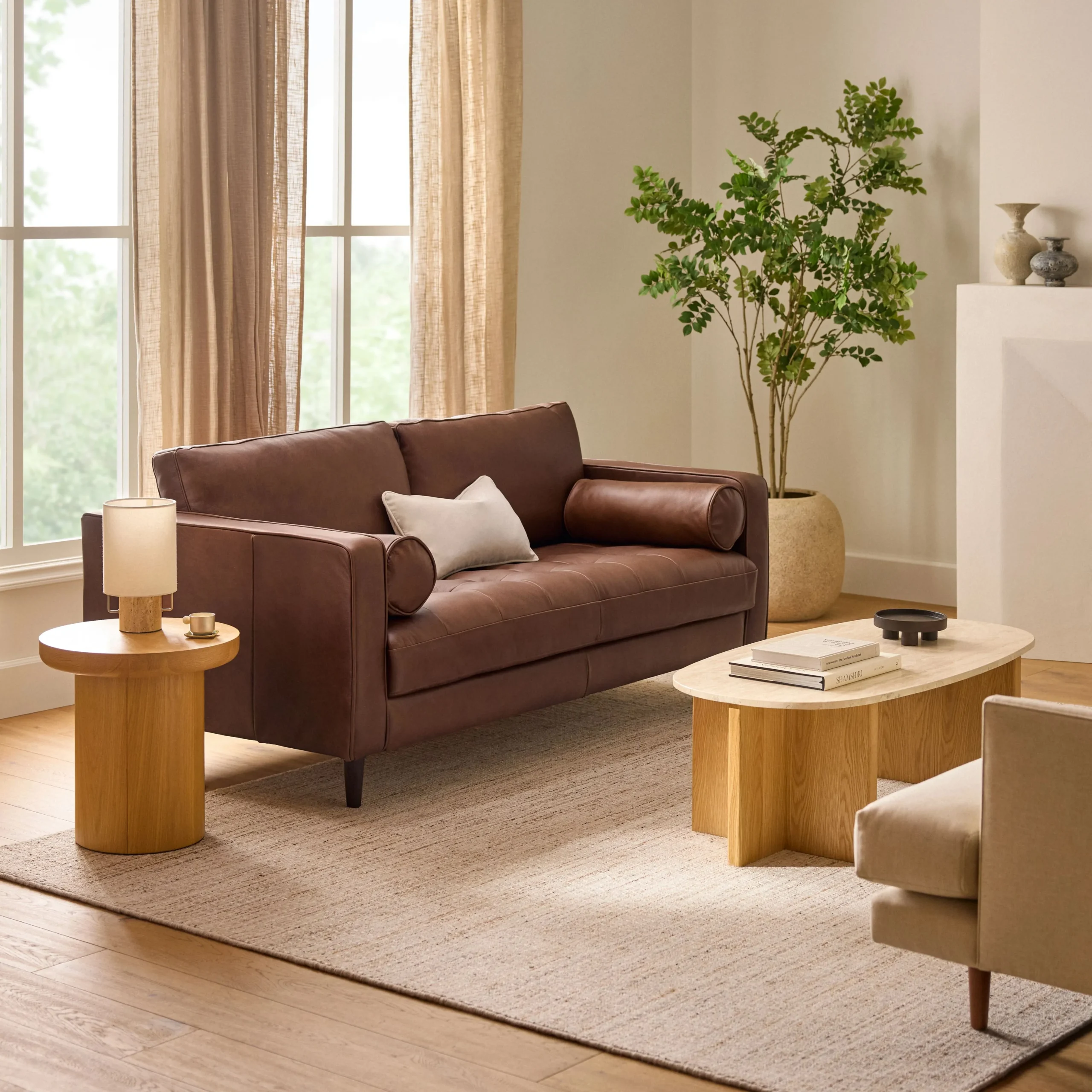 Sven 72_ Tufted Leather Loveseat - Taos Brown - Image 7
