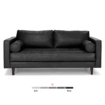 Sven 72_ Tufted Leather Loveseat - Oxford Black