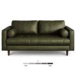 Sven 72_ Tufted Leather Loveseat - Charme Green