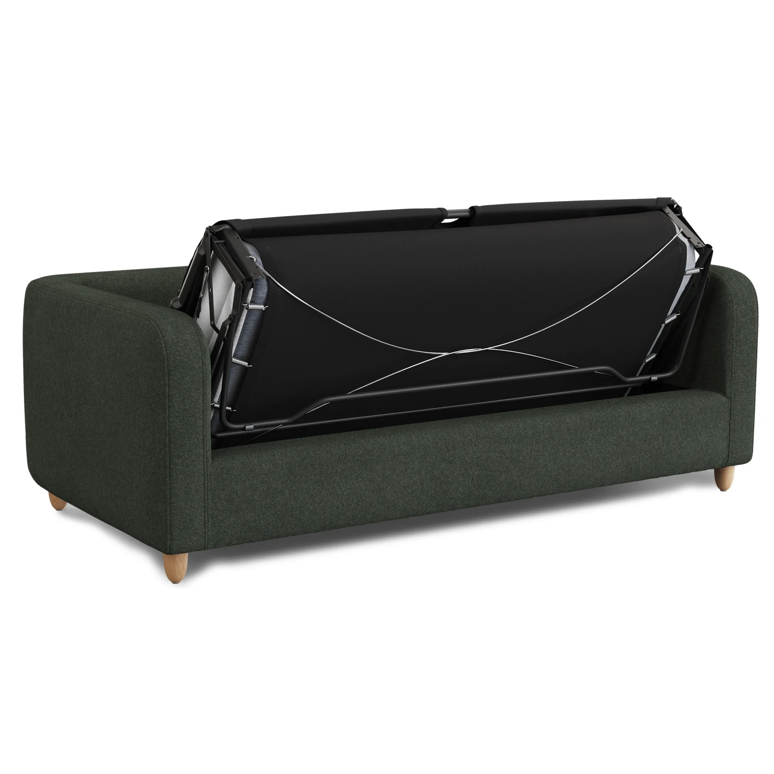 Vati 80_ Sofa Bed - Natural Oak and Green Wool Bouclé - Image 4