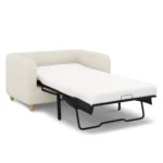 Vati 80_ Sofa Bed - Natural Oak and Ivory Wool Bouclé