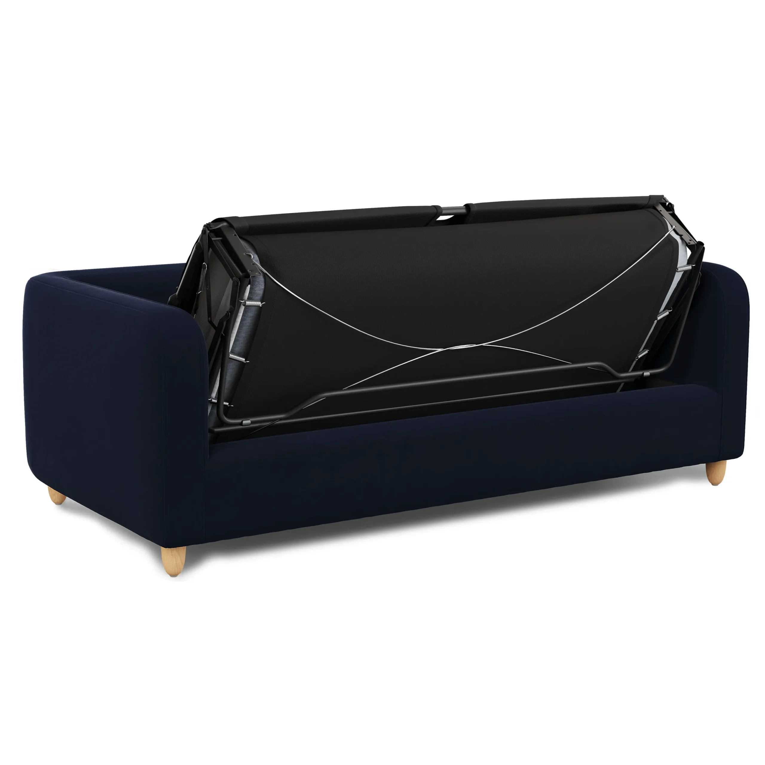 Vati 80_ Velvet Sofa Bed - Natural Oak and Hale Ink - Image 4