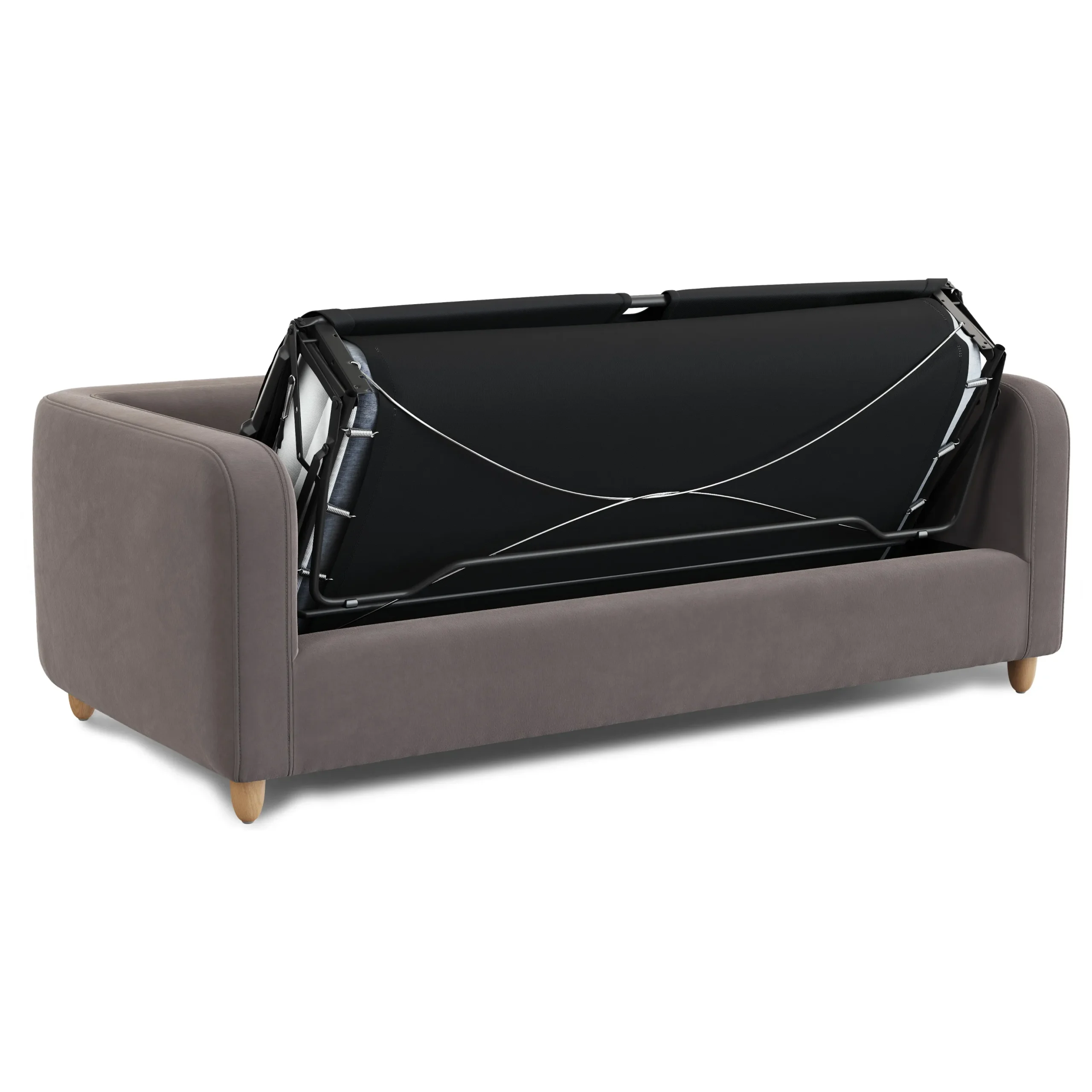 Vati 80_ Velvet Sofa Bed - Natural Oak and Hale Warm Gray - Image 4
