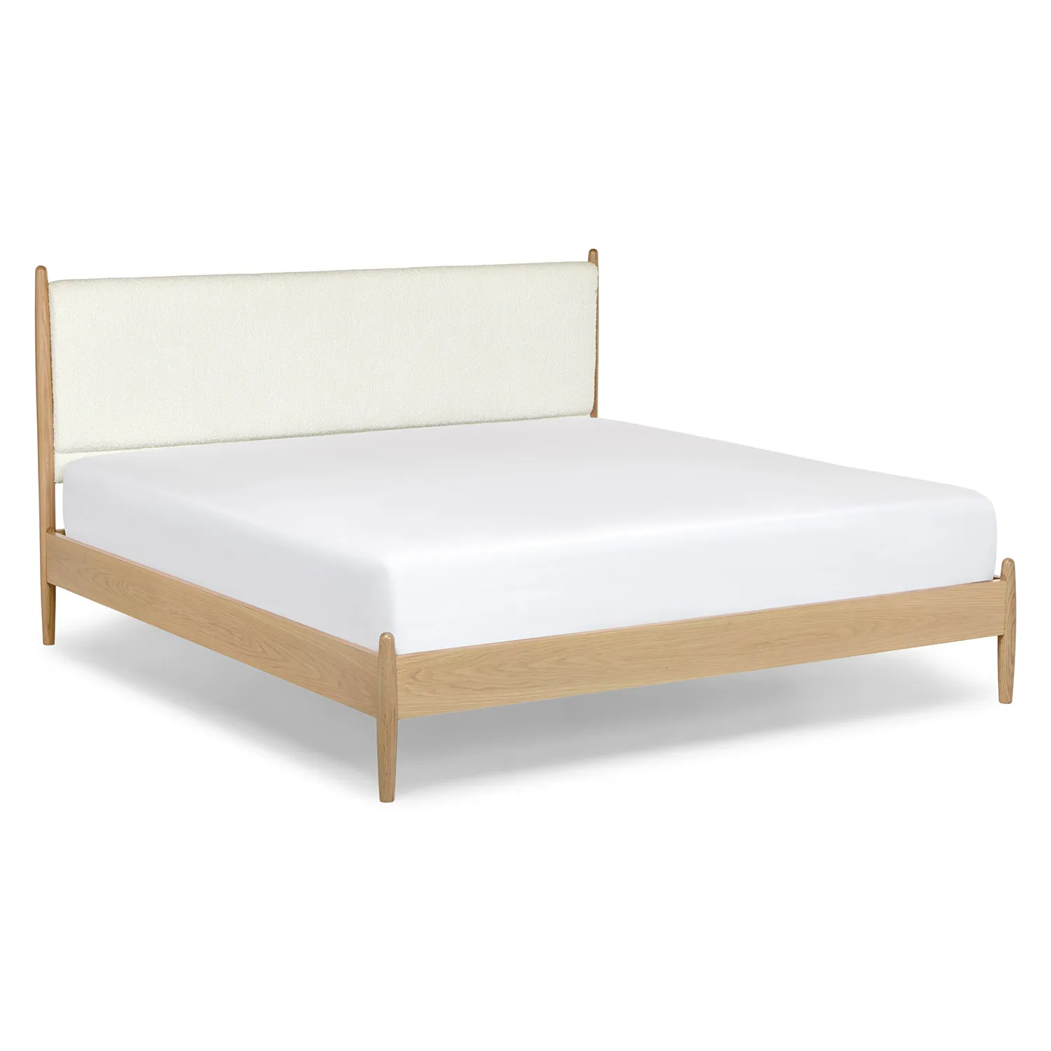 Lenia King Upholstered Bed - White Oak and Lunaria White Bouclé - Image 4