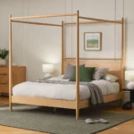 Lenia Queen Canopy Bed - White Oak