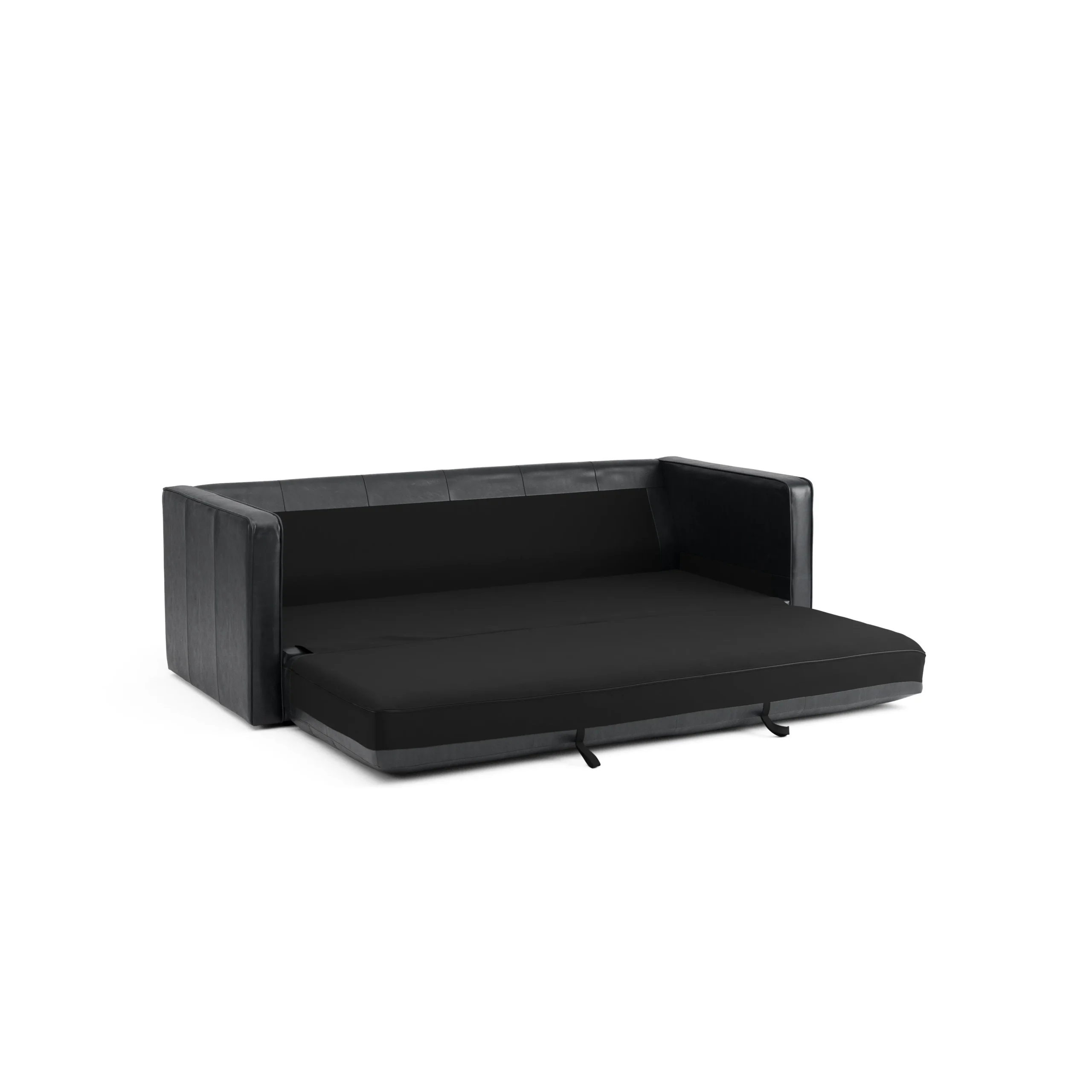 Sven 88_ Tufted Leather Sofa Bed - Oxford Black - Image 4
