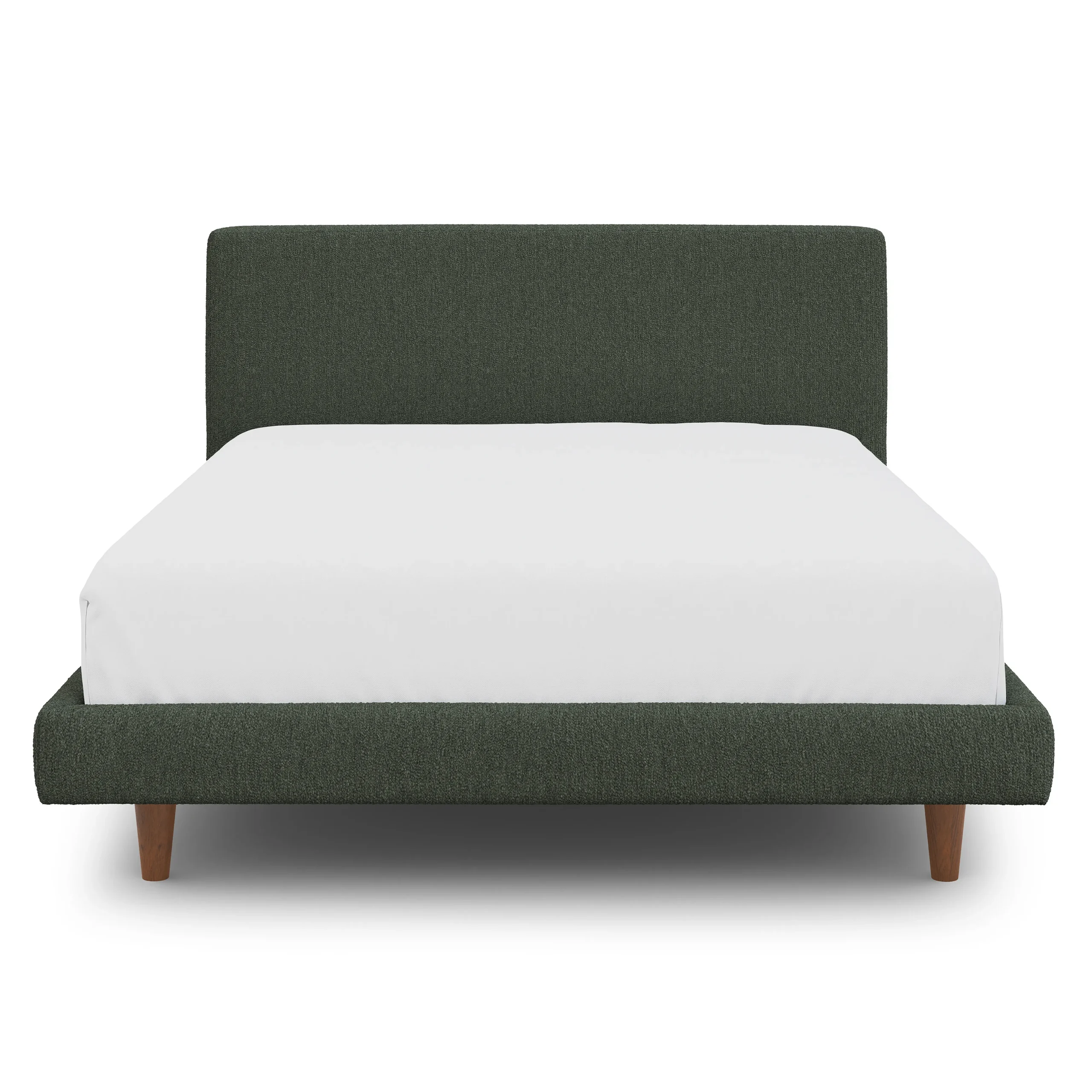 Tessu Full Low Profile Upholstered Bed - Green Wool Bouclé - Image 10