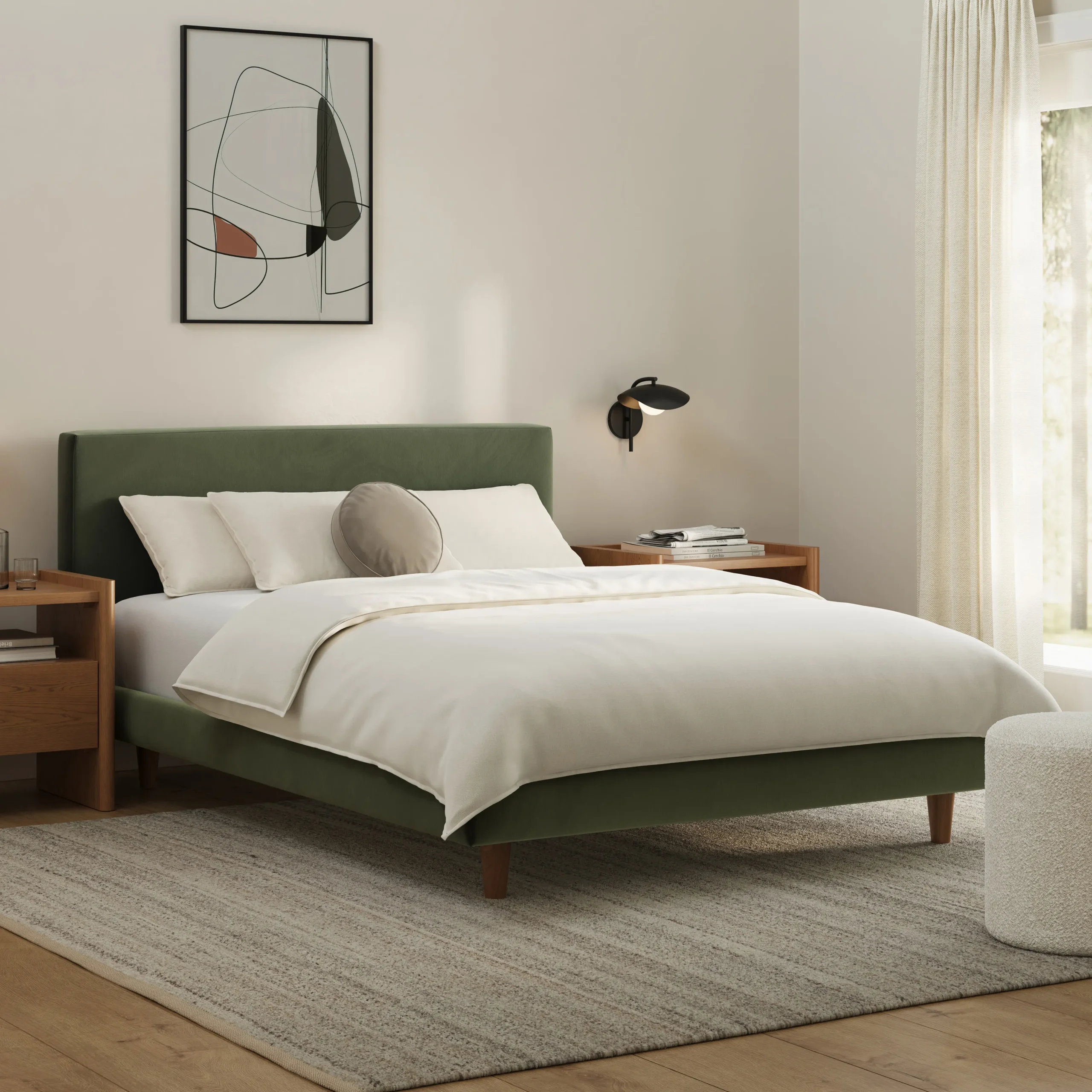 Tessu Full Low Profile Velvet Bed - Hale Fir Green